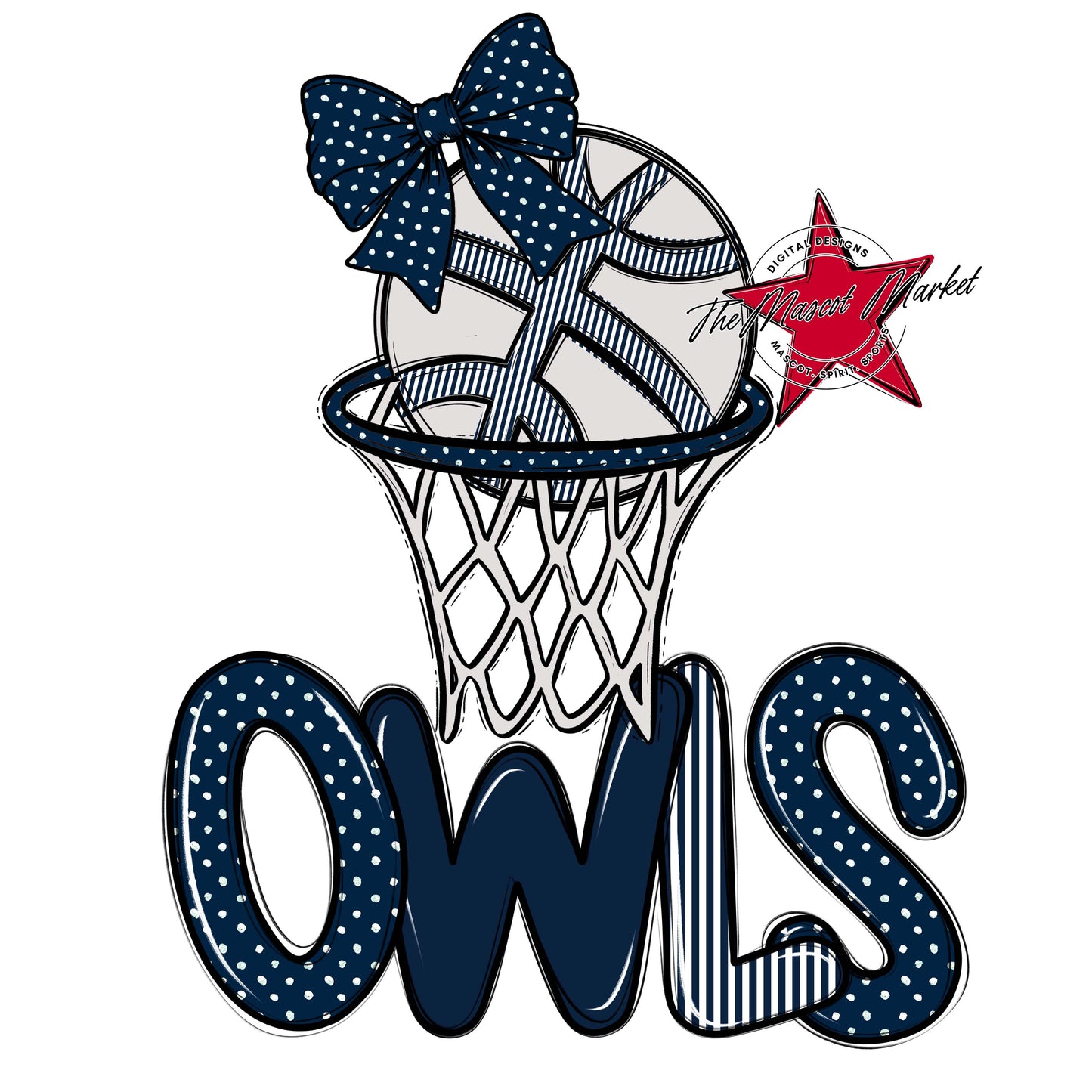Owls Basketball Spirit Design-Navy
