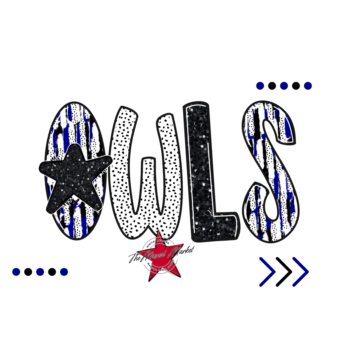 Owls Brushstroke Alpha w Arrows-Blue