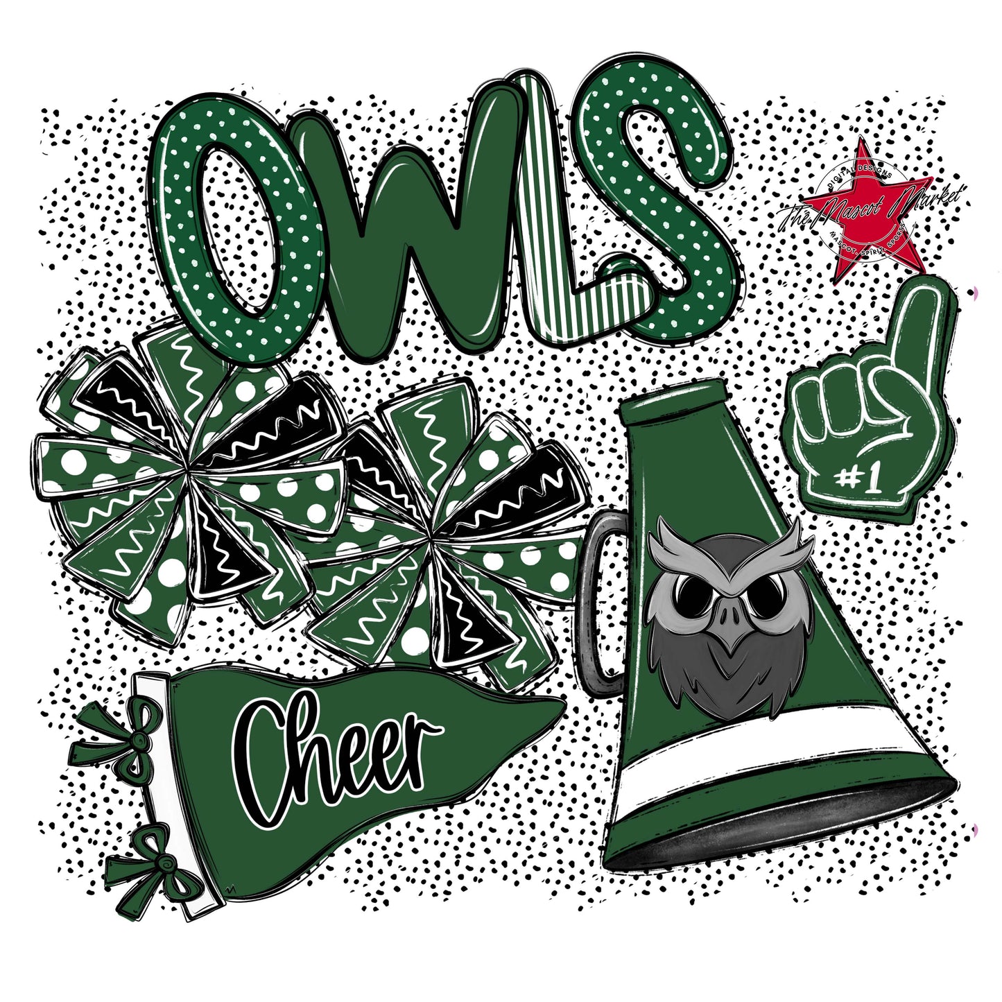 Owls Cheer Spirit-Green