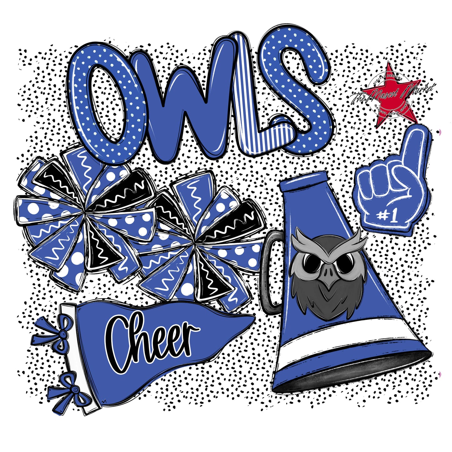 Owls Cheer Spirit-Off Blue