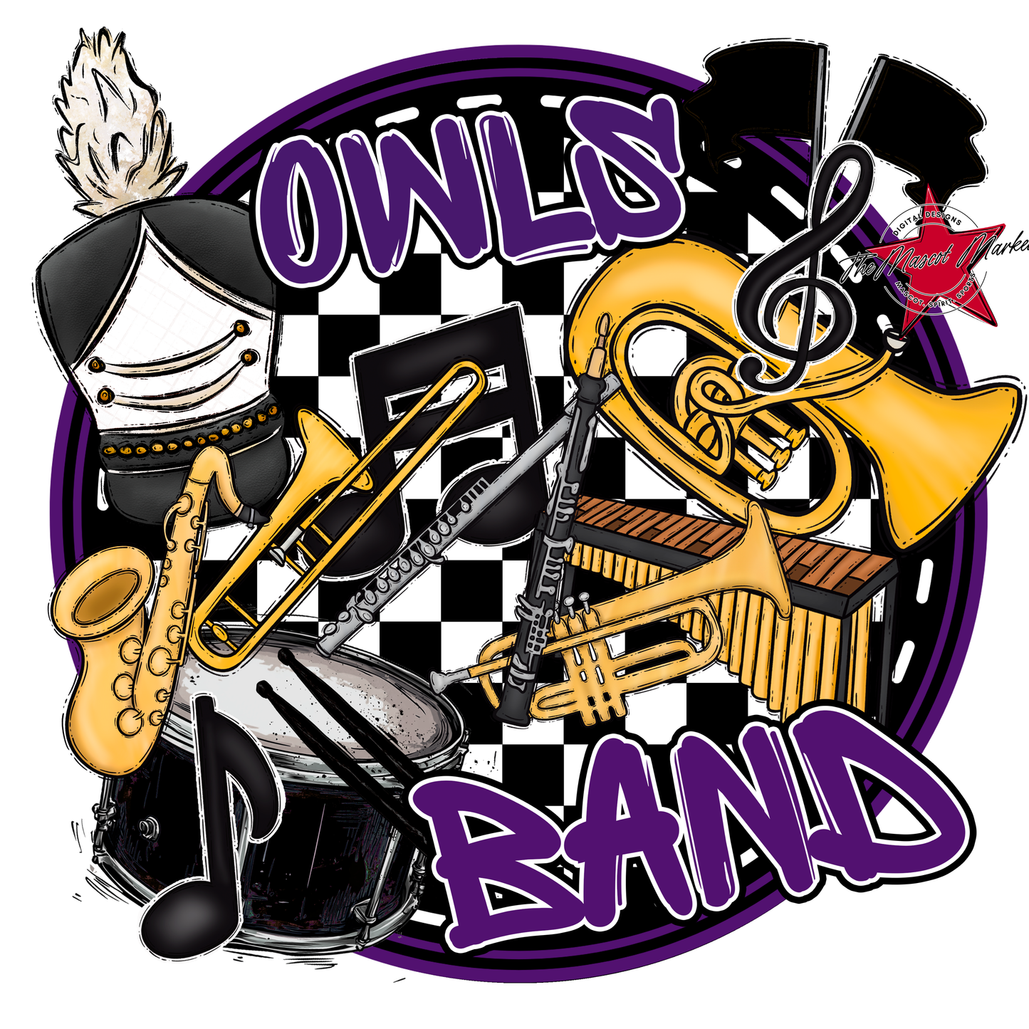 Owls Circle Band Design-Purple