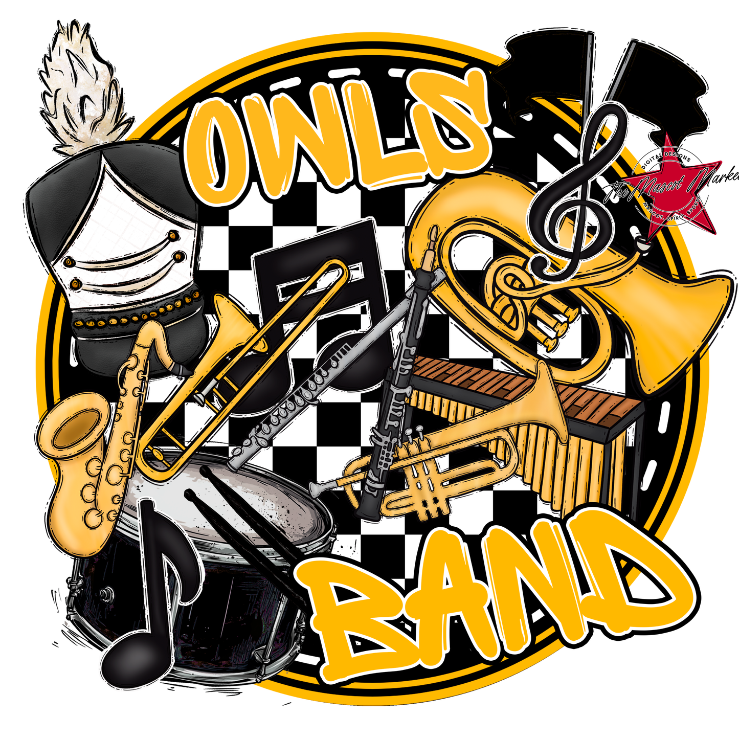 Owls Circle Band Design-Yellow