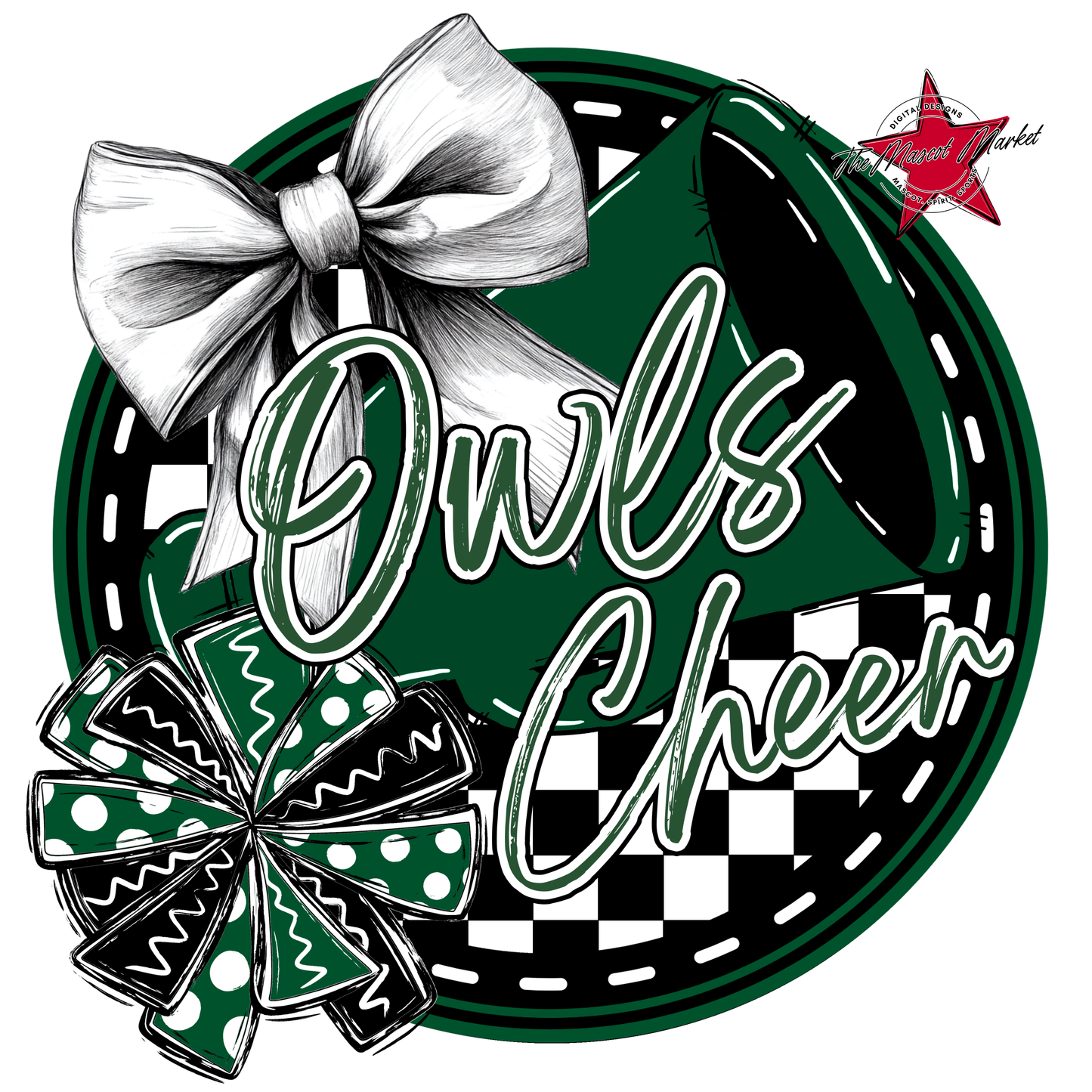 Owls Circle Cheer Design-Green