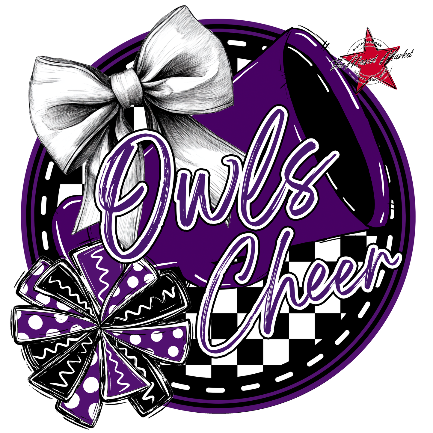 Owls Circle Cheer Design-Purple