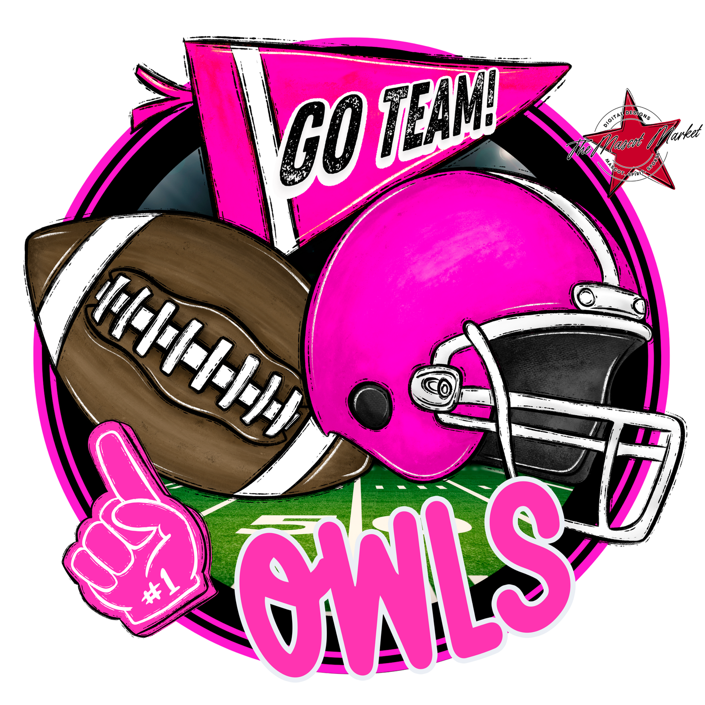 Owls Circle Football Design-Pink