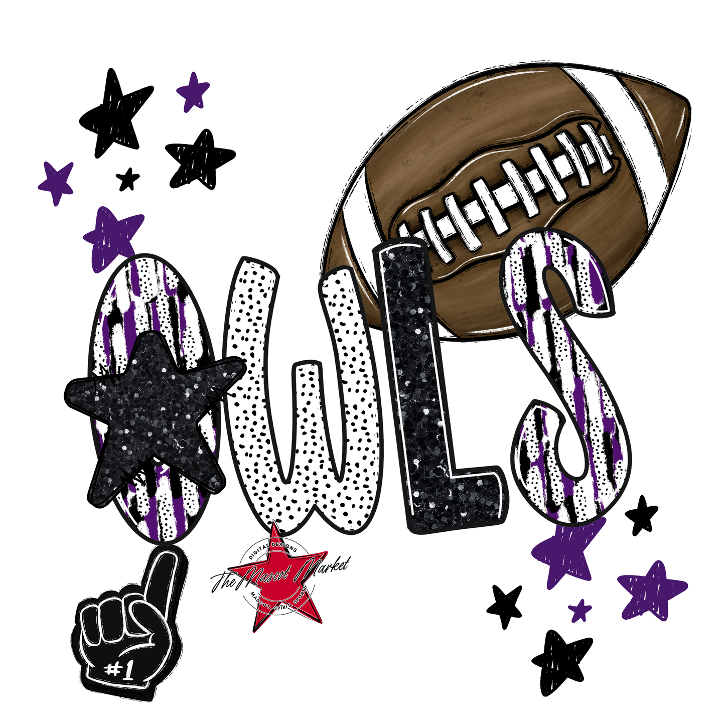 Owls Football Scrape-Purple