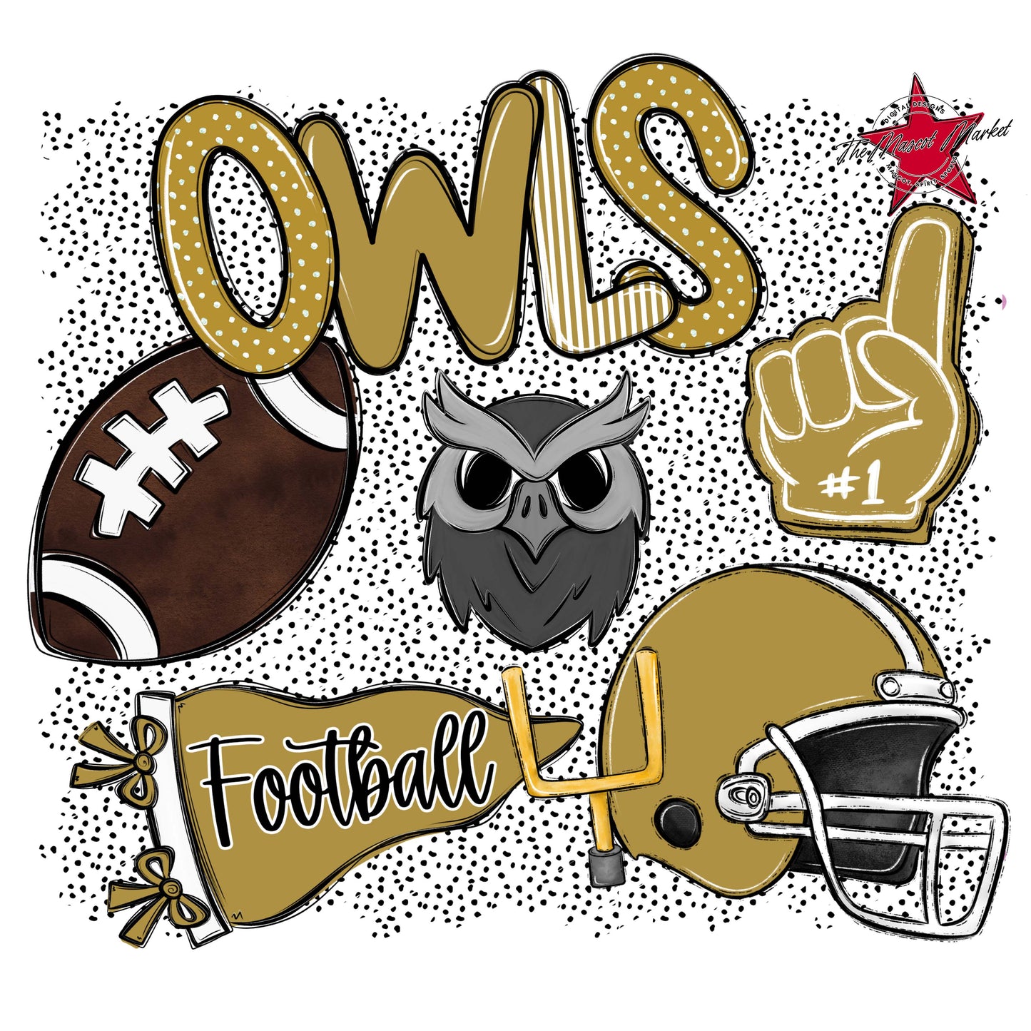 Owls Football Spirit-Gold
