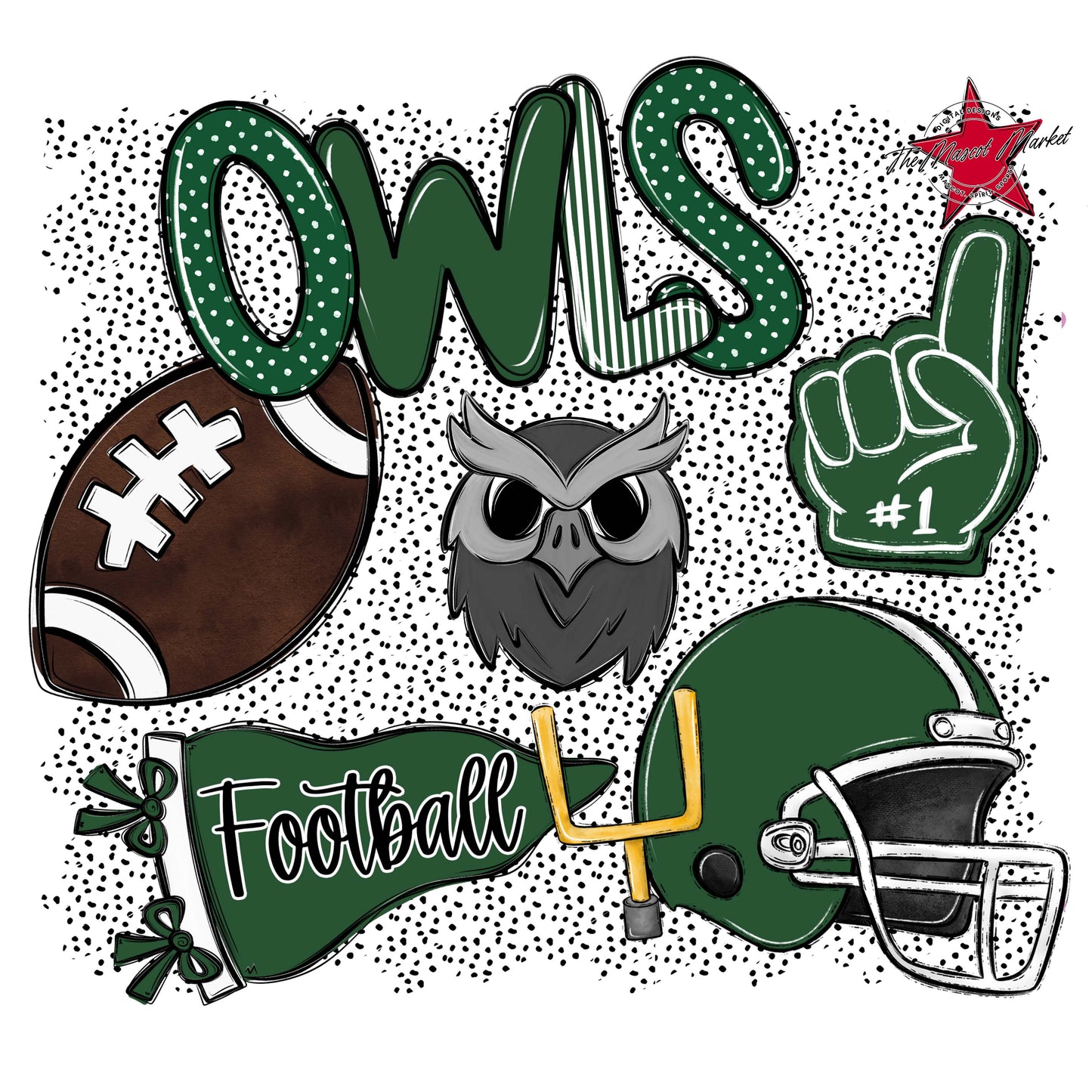 Owls Football Spirit-Green