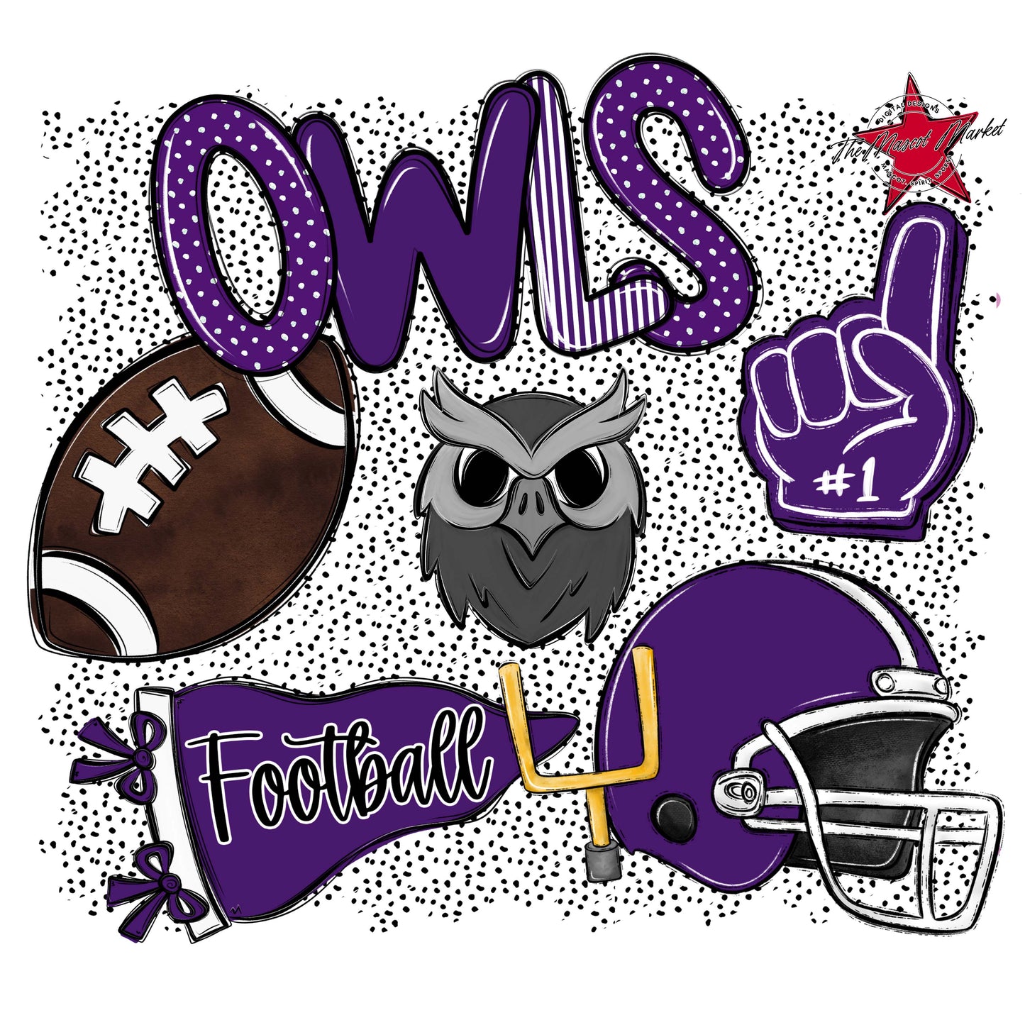 Owls Football Spirit-Purple