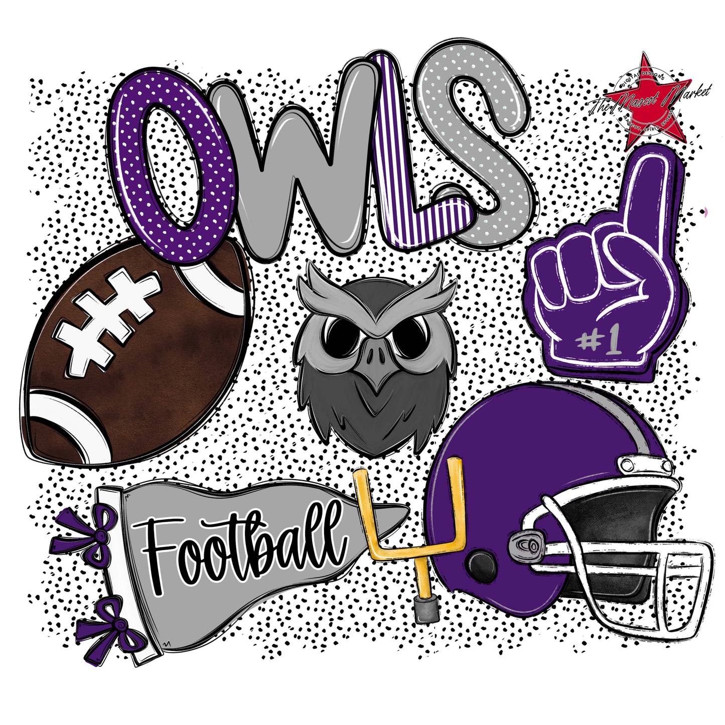Owls Football Spirit-Purple & Grey