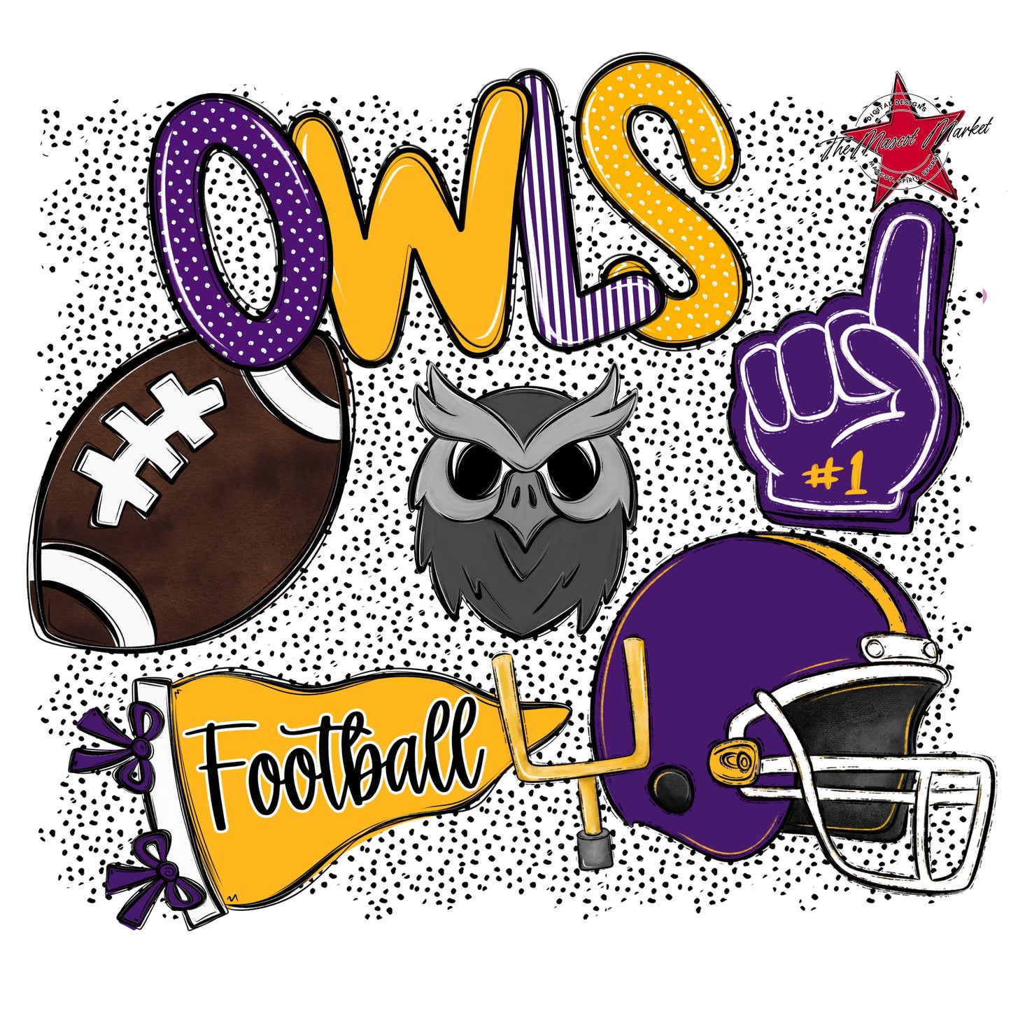 Owls Football Spirit-Purple & Yellow