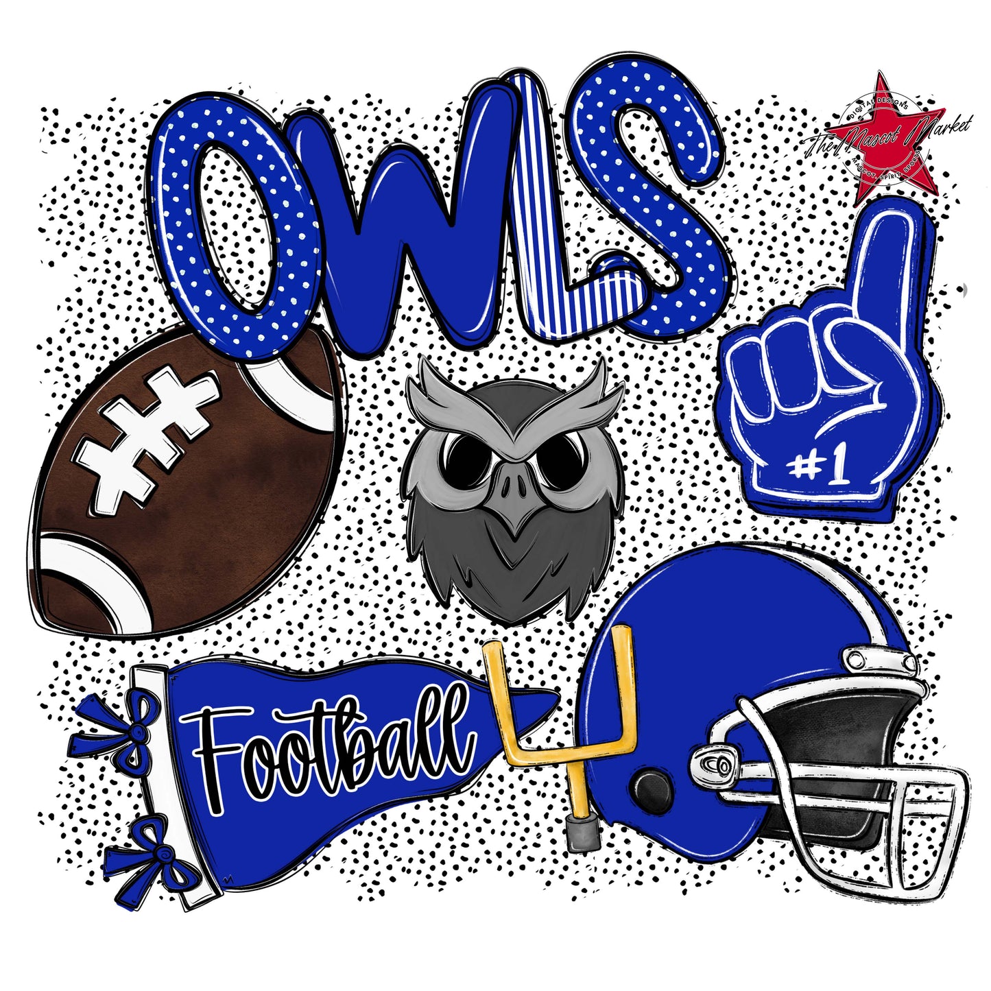 Owls Football Spirit-Royal Blue