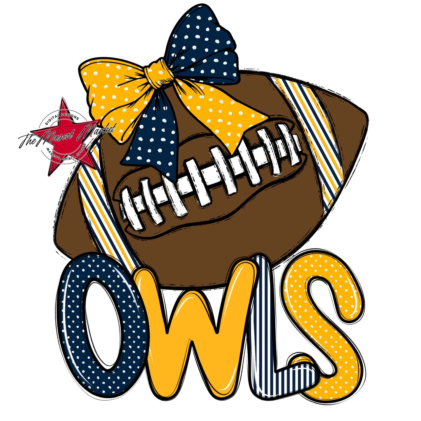 Owls Football Spirit Design-Navy & Yellow