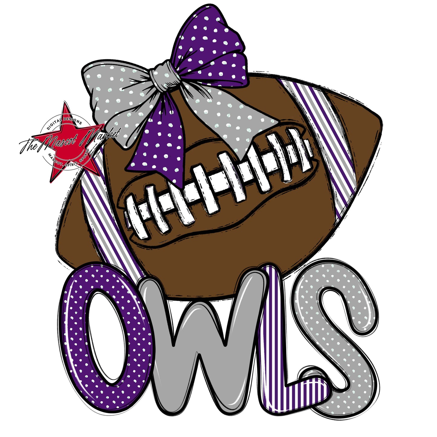 Owls Football Spirit Design-Purple & Grey