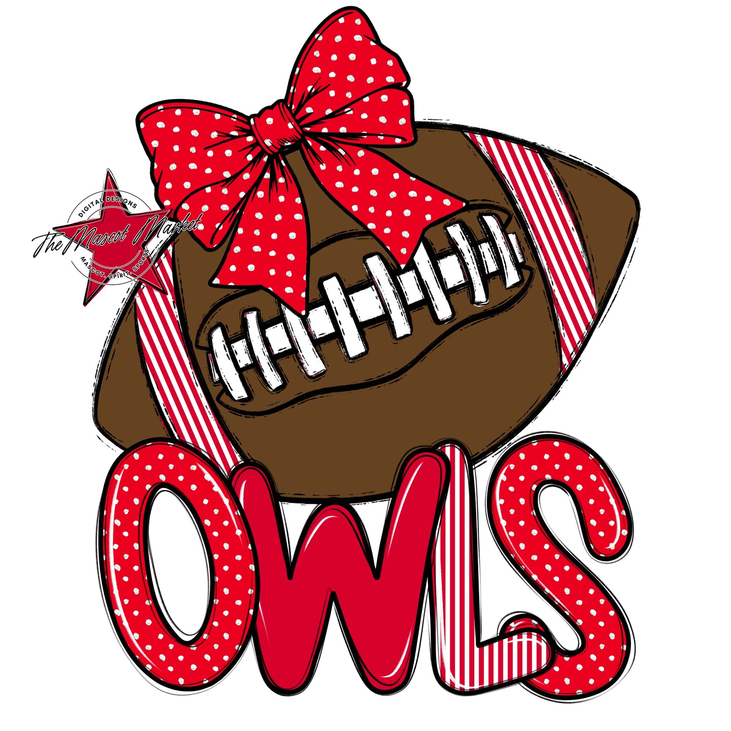 Owls Football Spirit Design-Red