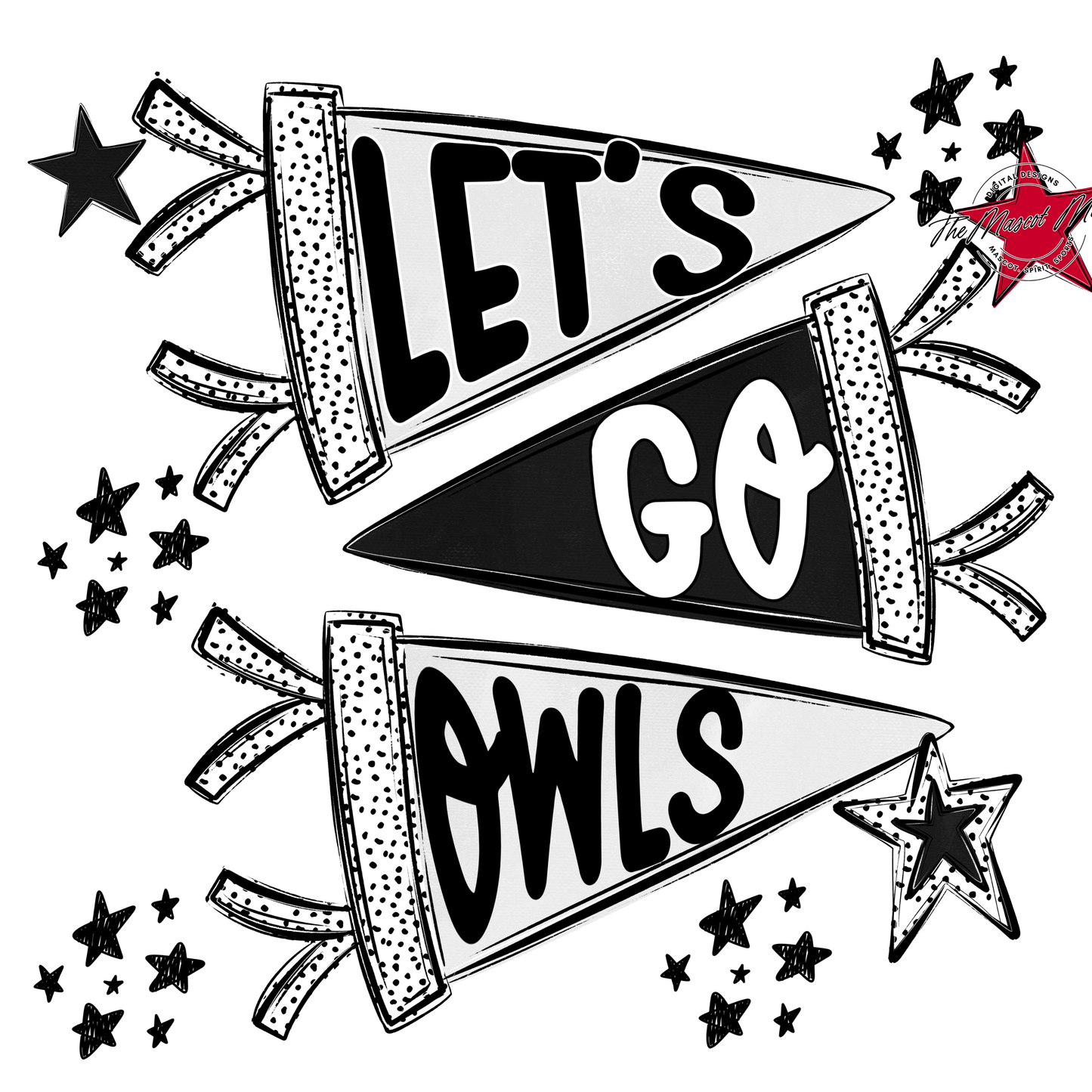 Owls Let's Go Flag Design-Black