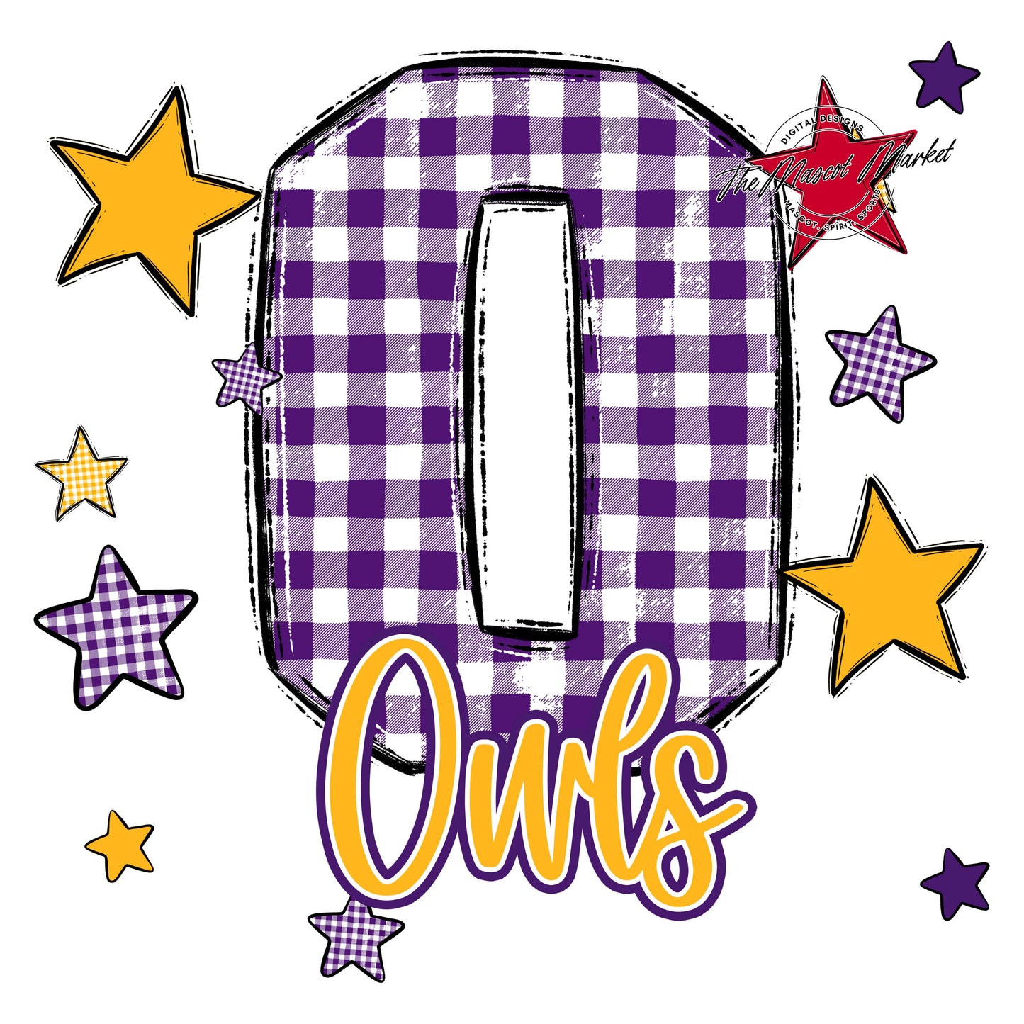 Owls Plaid Star Design-Purple & Yellow