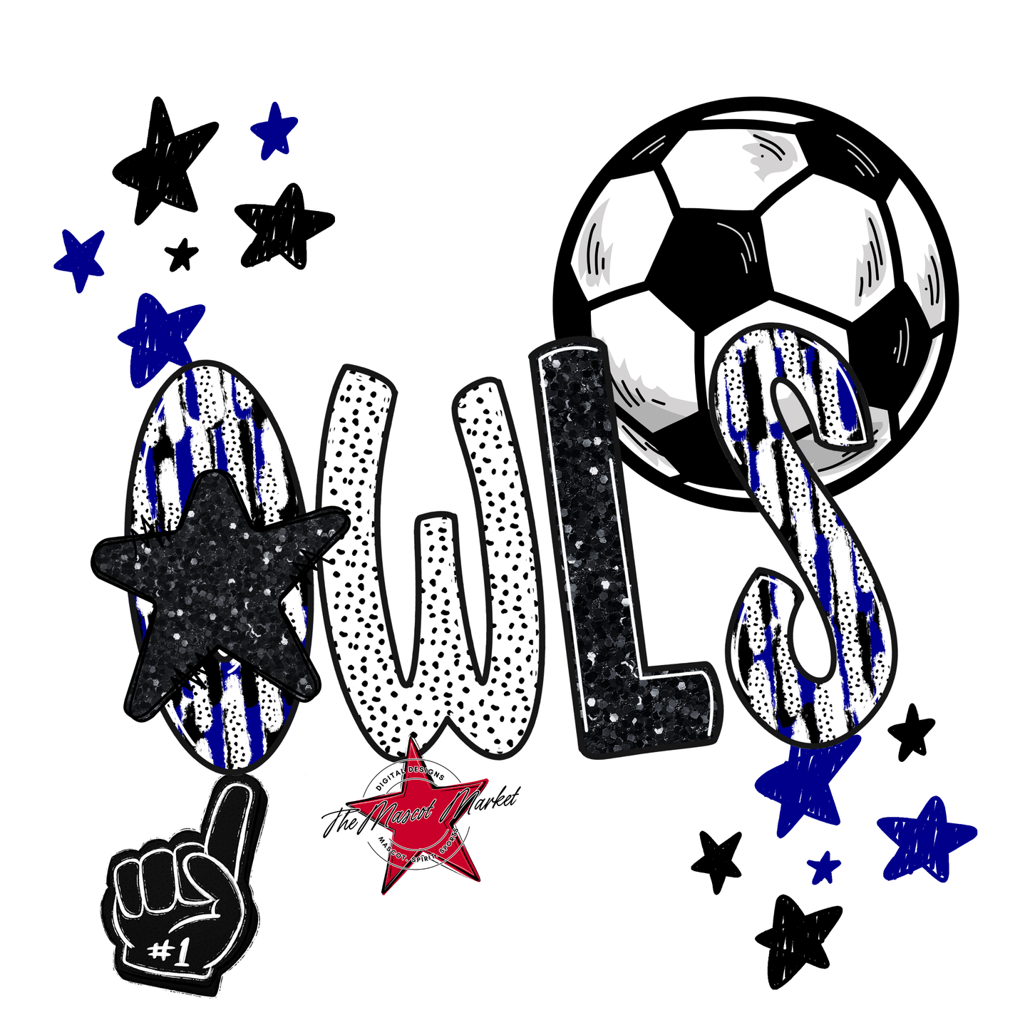 Owls Soccer Scrape-Blue