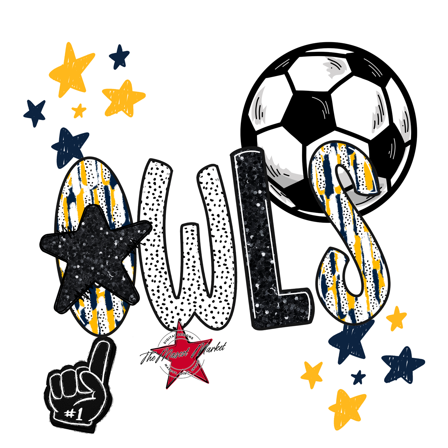 Owls Soccer Scrape-Navy-Yellow