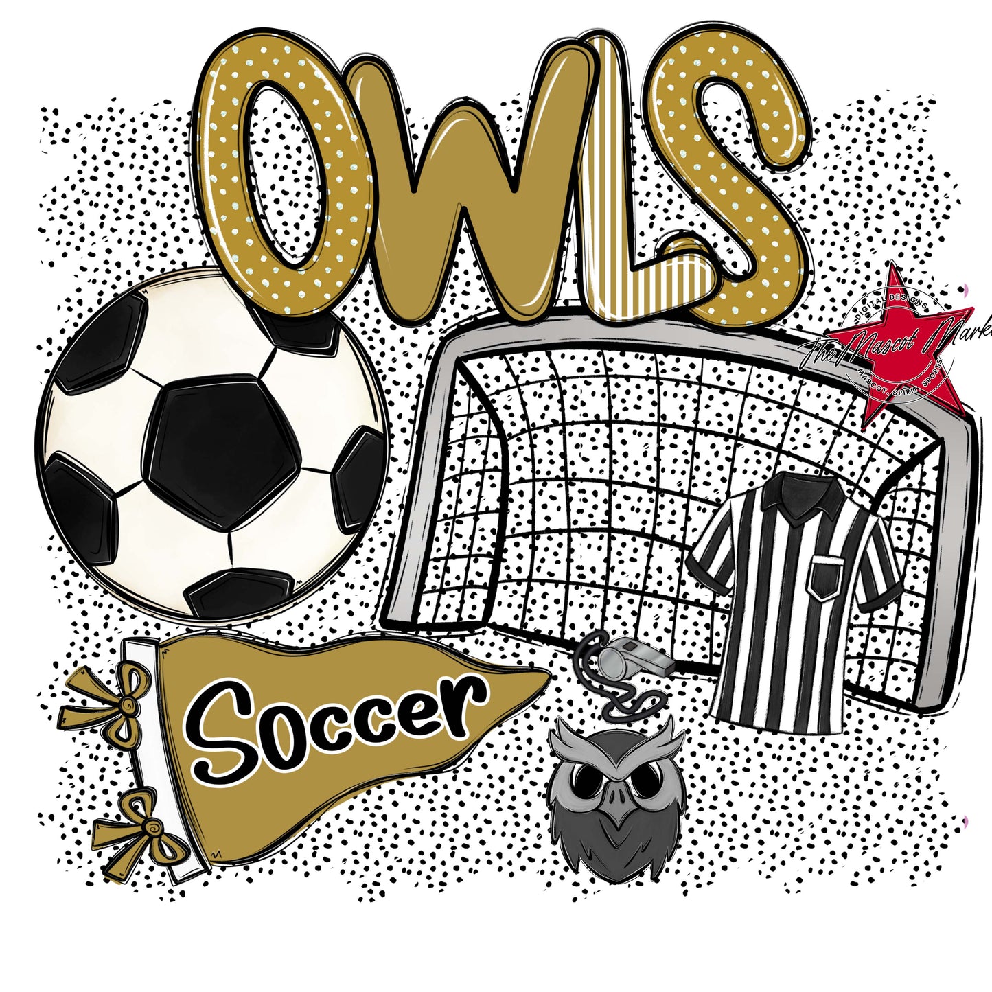 Owls Soccer Spirit-Gold