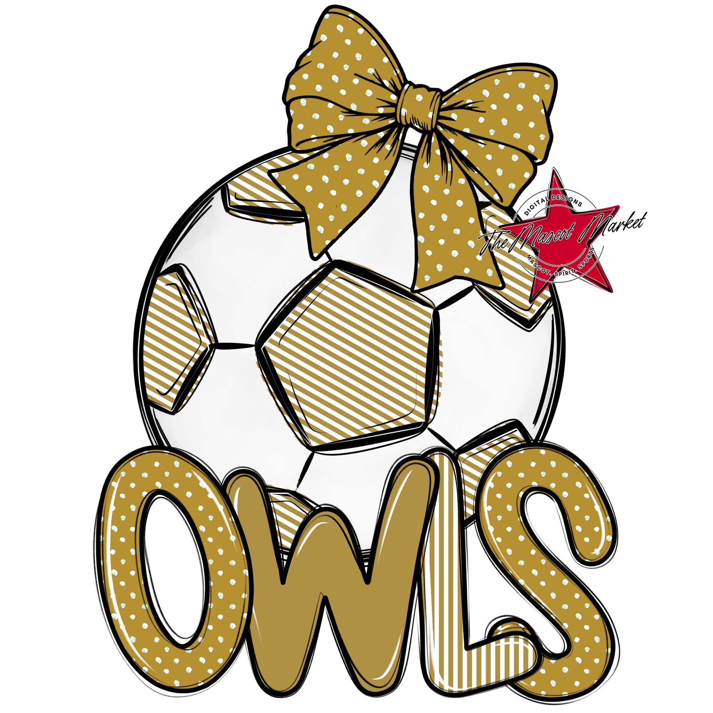 Owls Soccer Spirit Design-Gold