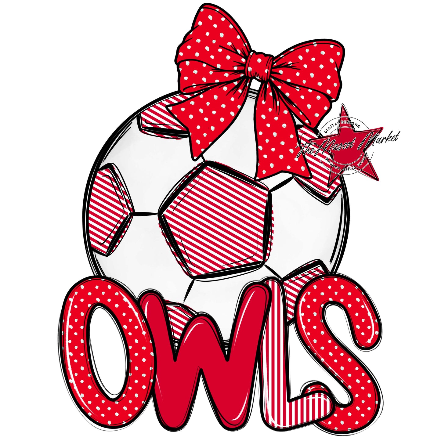 Owls Soccer Spirit Design-Red