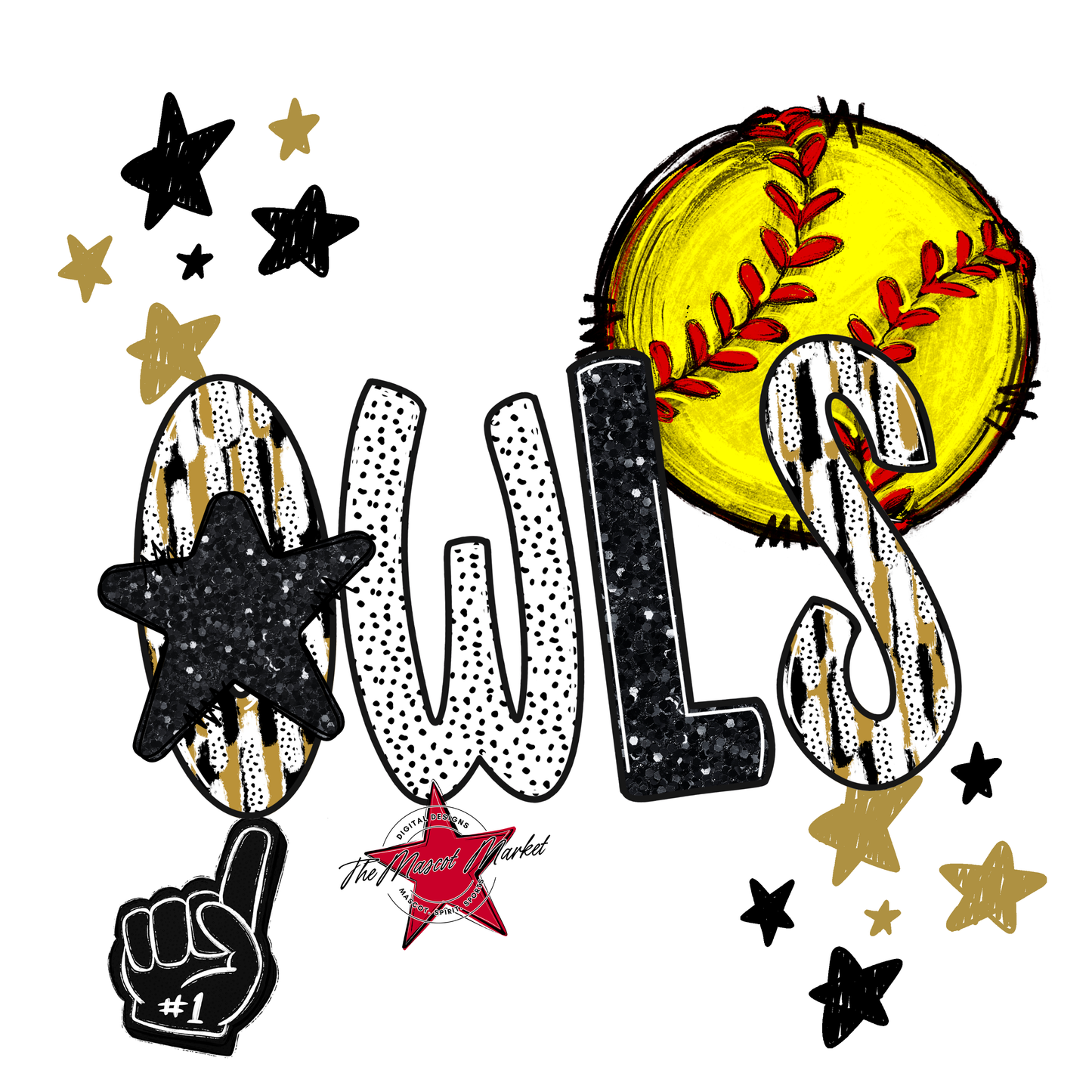 Owls Softball Scrape-Gold