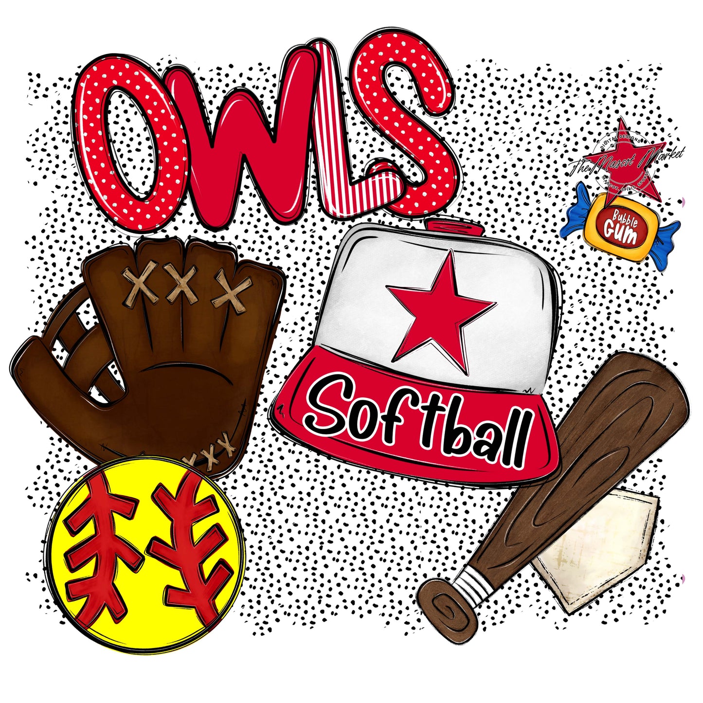 Owls Softball Spirit-Red