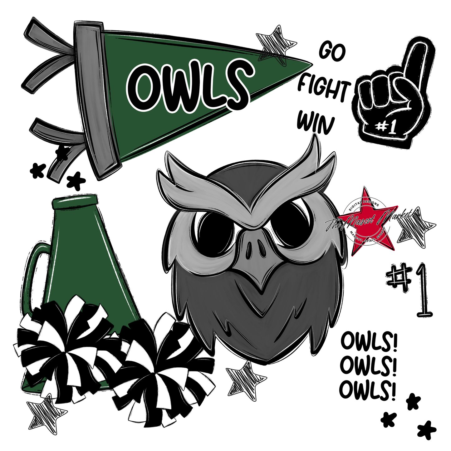 Owls Spirit Design-Green