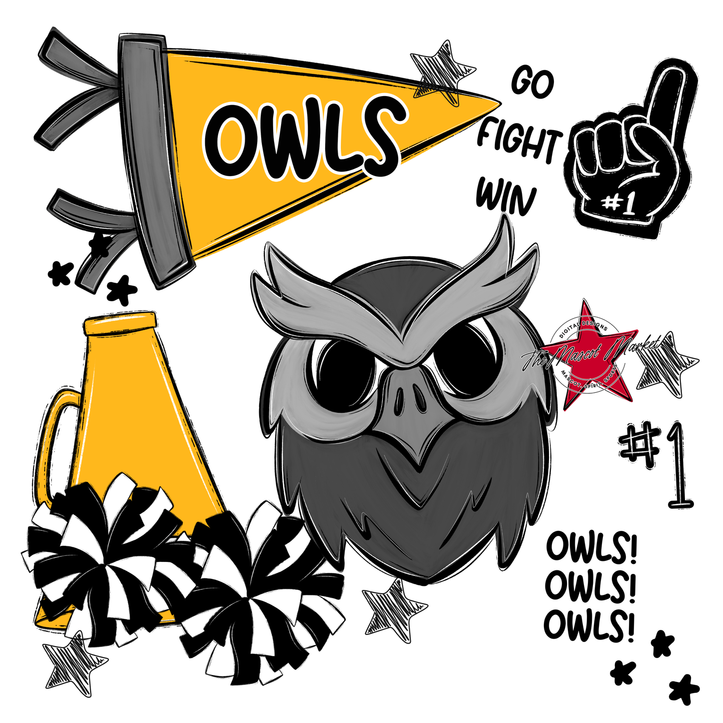 Owls Spirit Design-Yellow
