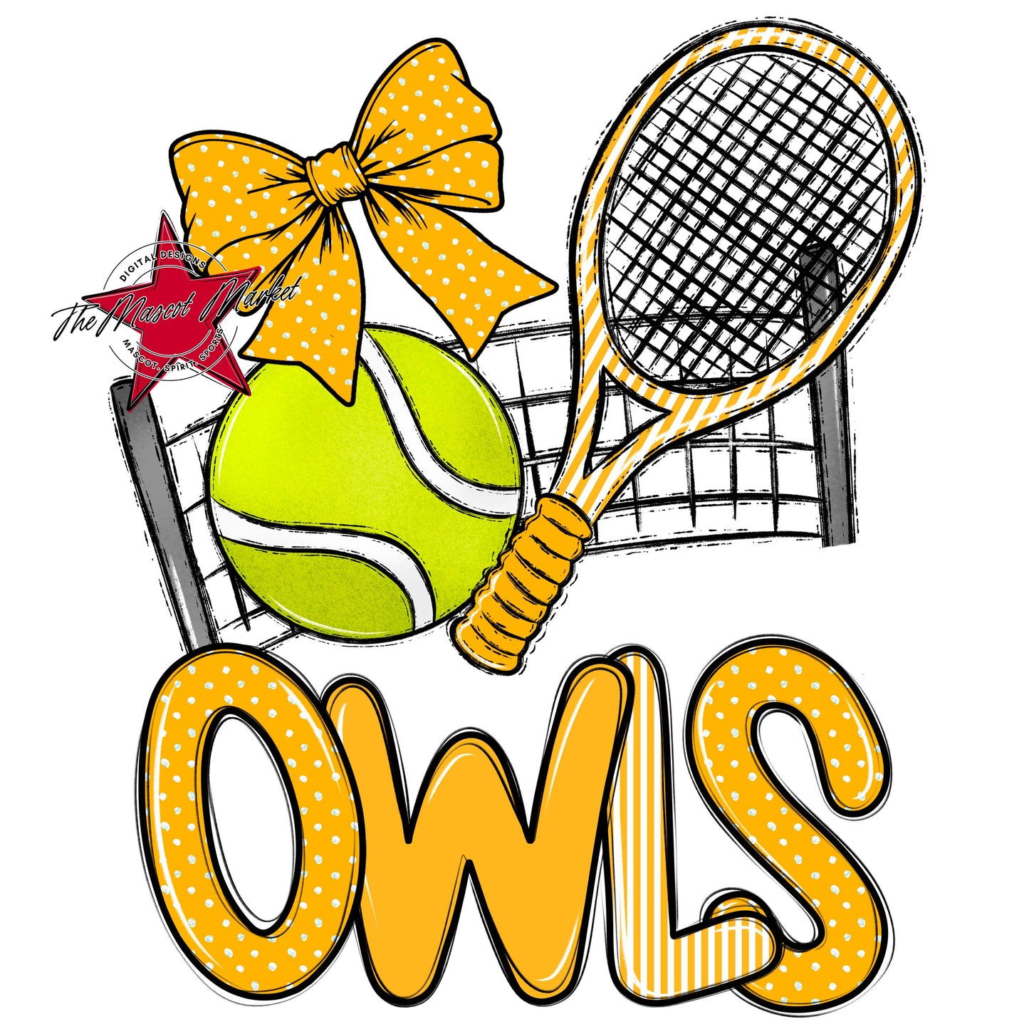 Owls Tennis Spirit Design-Yellow