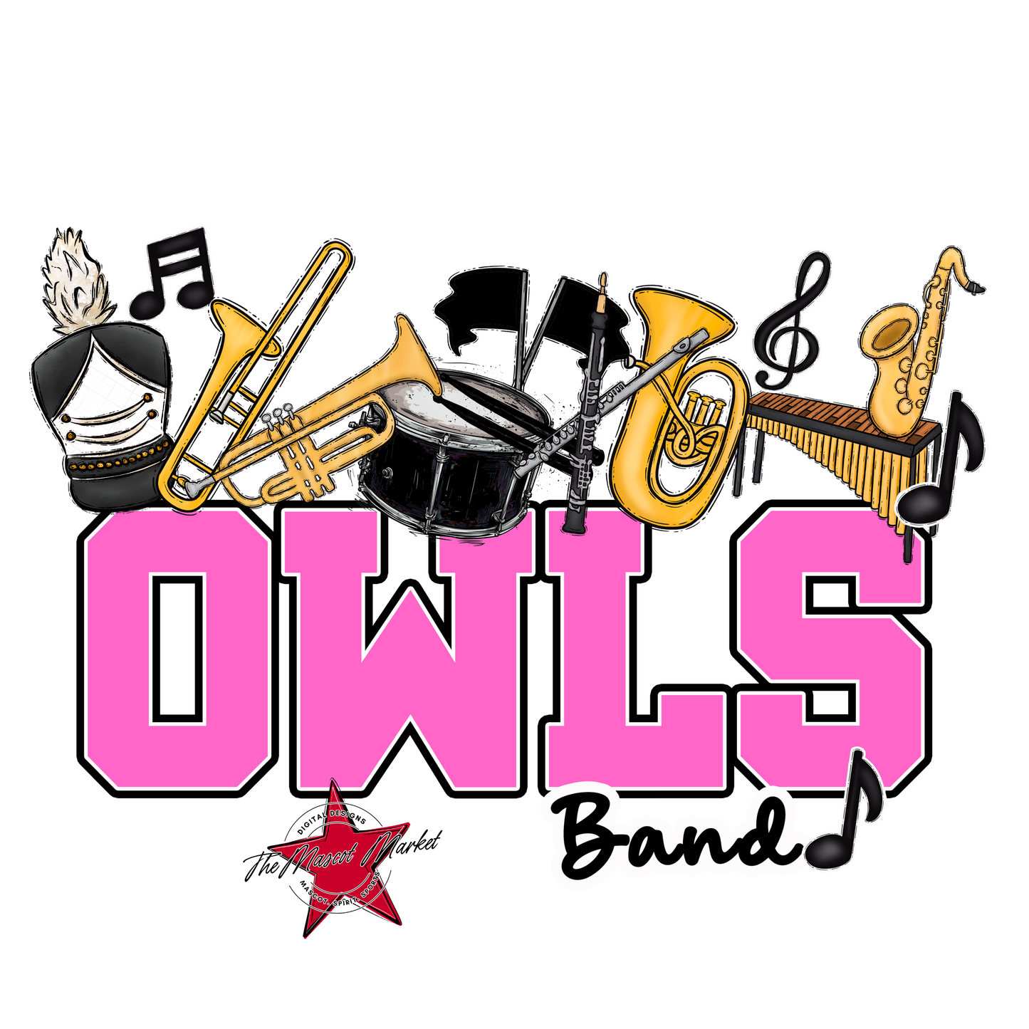 Owls Varsity Band-Baby Pink