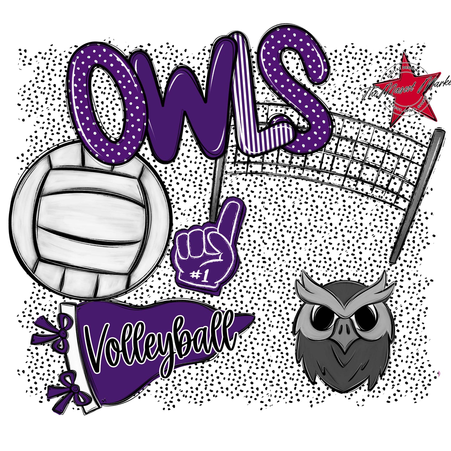 Owls Volleyball Spirit-Purple