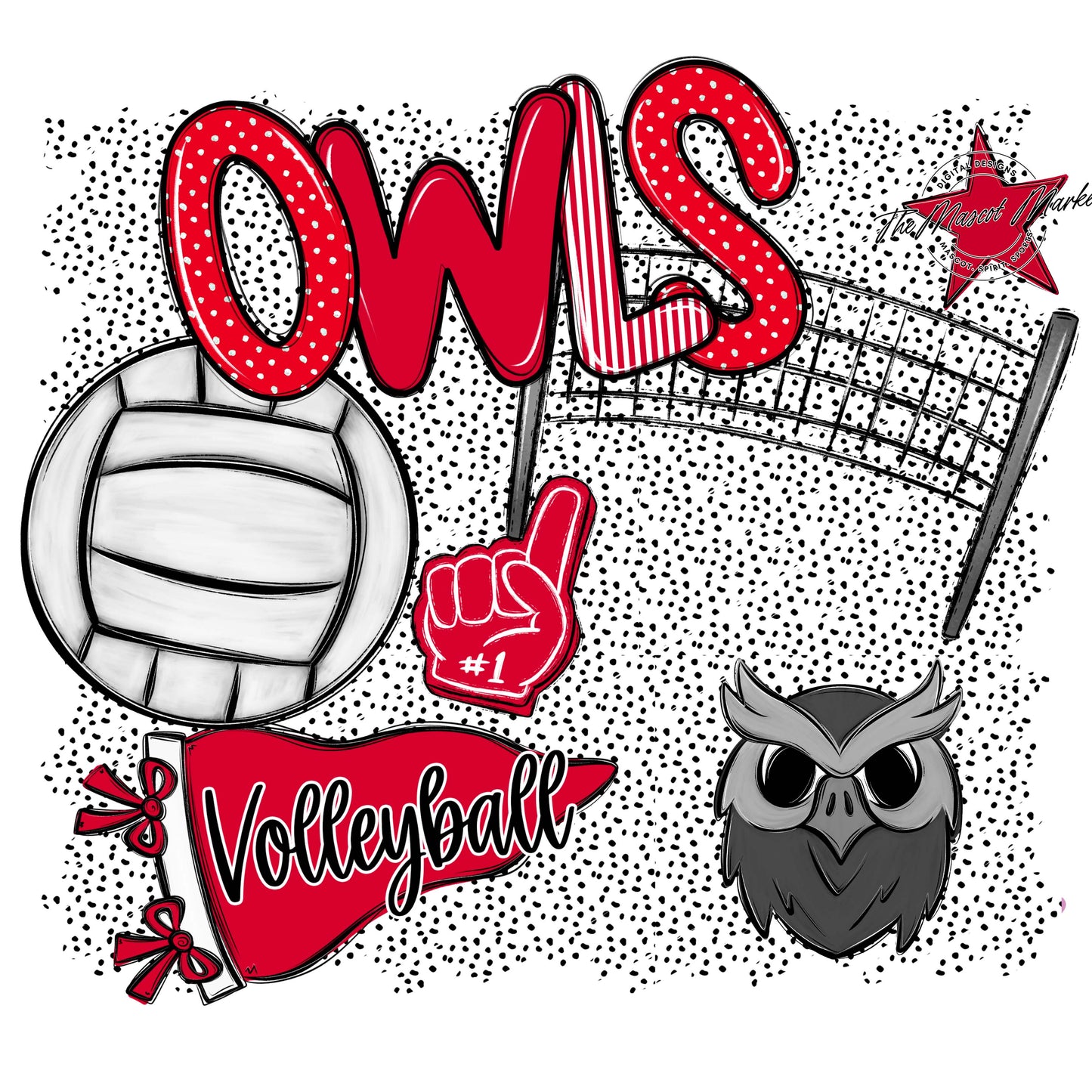 Owls Volleyball Spirit-Red