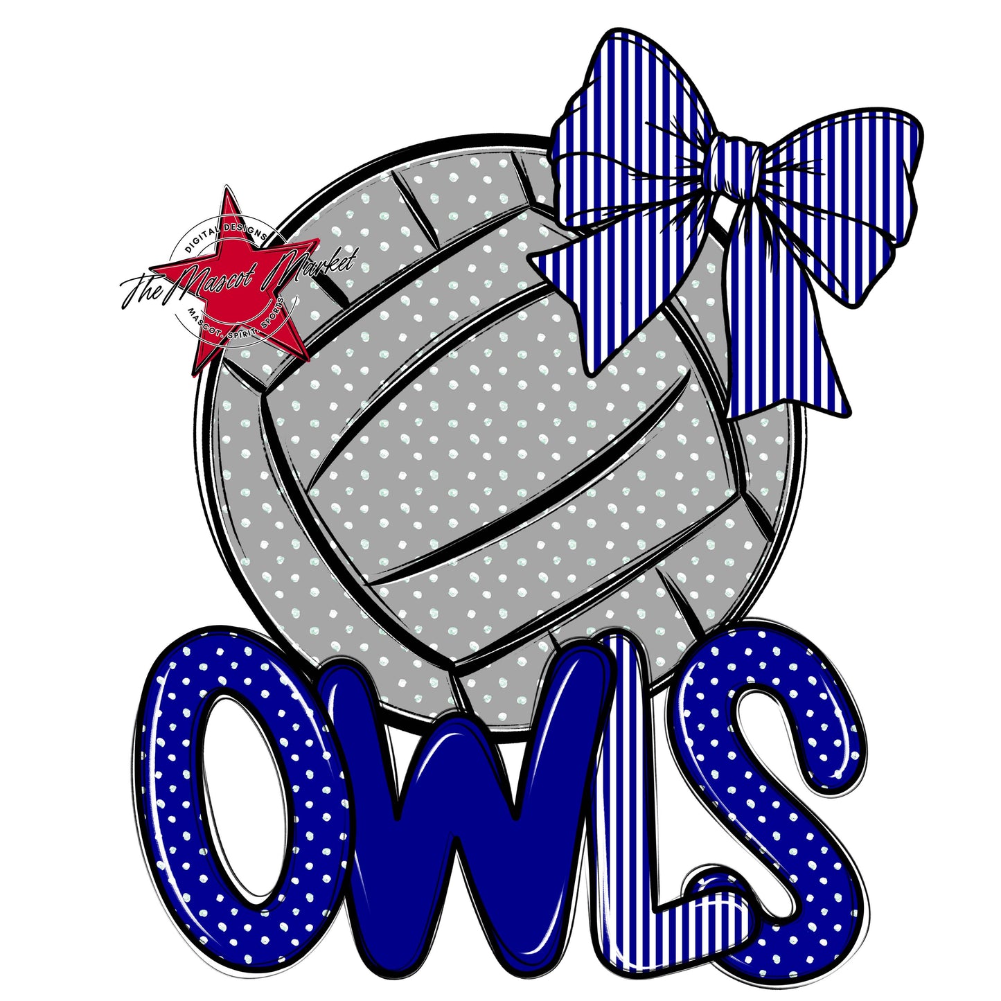 Owls Volleyball Spirit Design-Blue