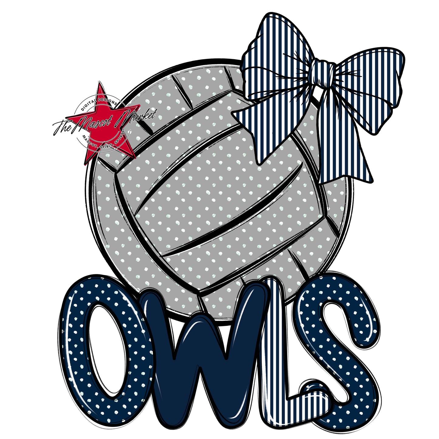 Owls Volleyball Spirit Design-Navy