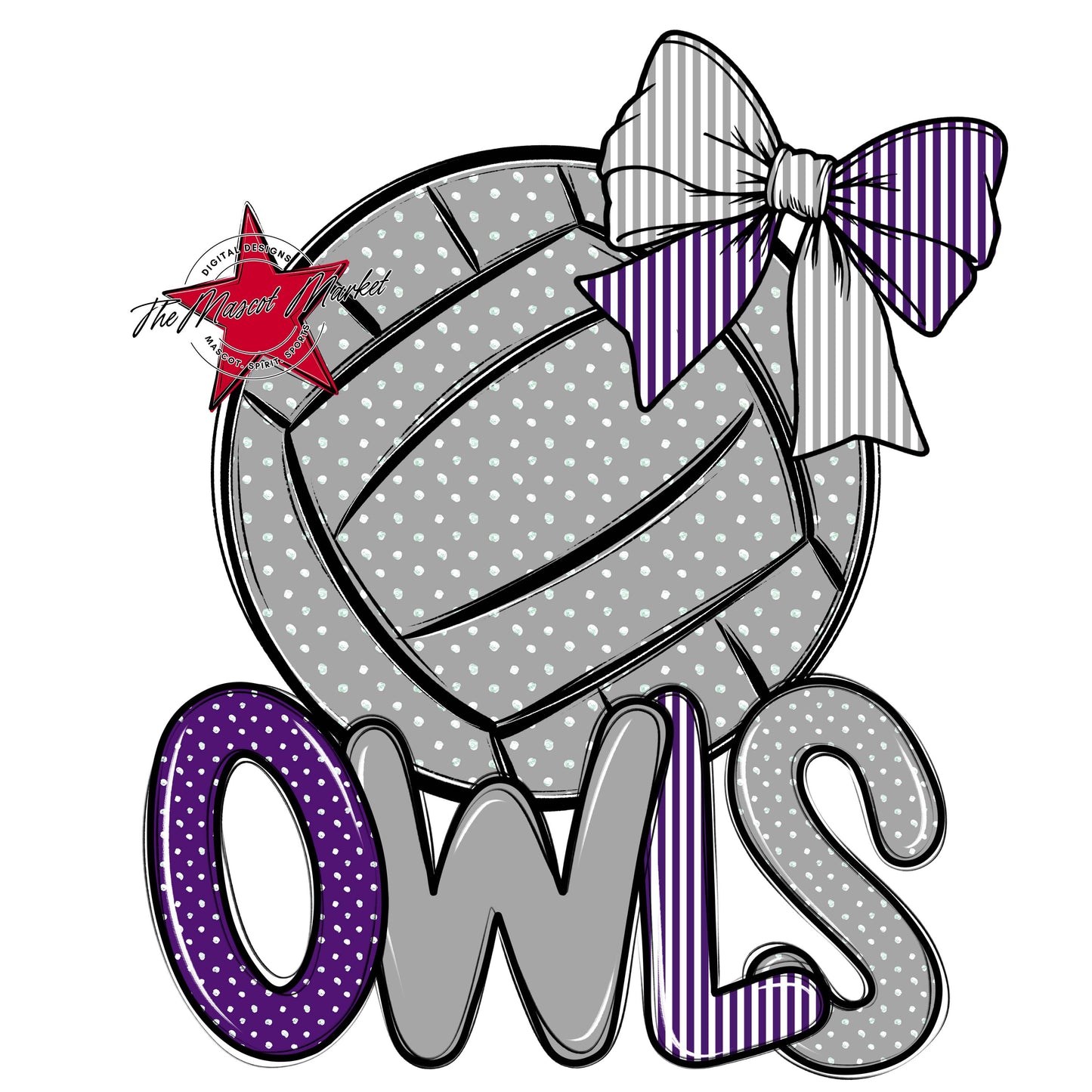 Owls Volleyball Spirit Design-Purple & Grey