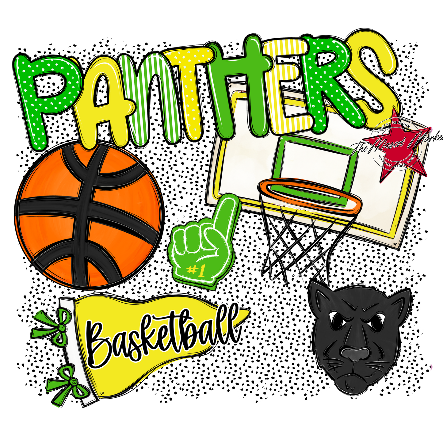 Panthers Basketball Spirit-Bright Green & Bright Yellow