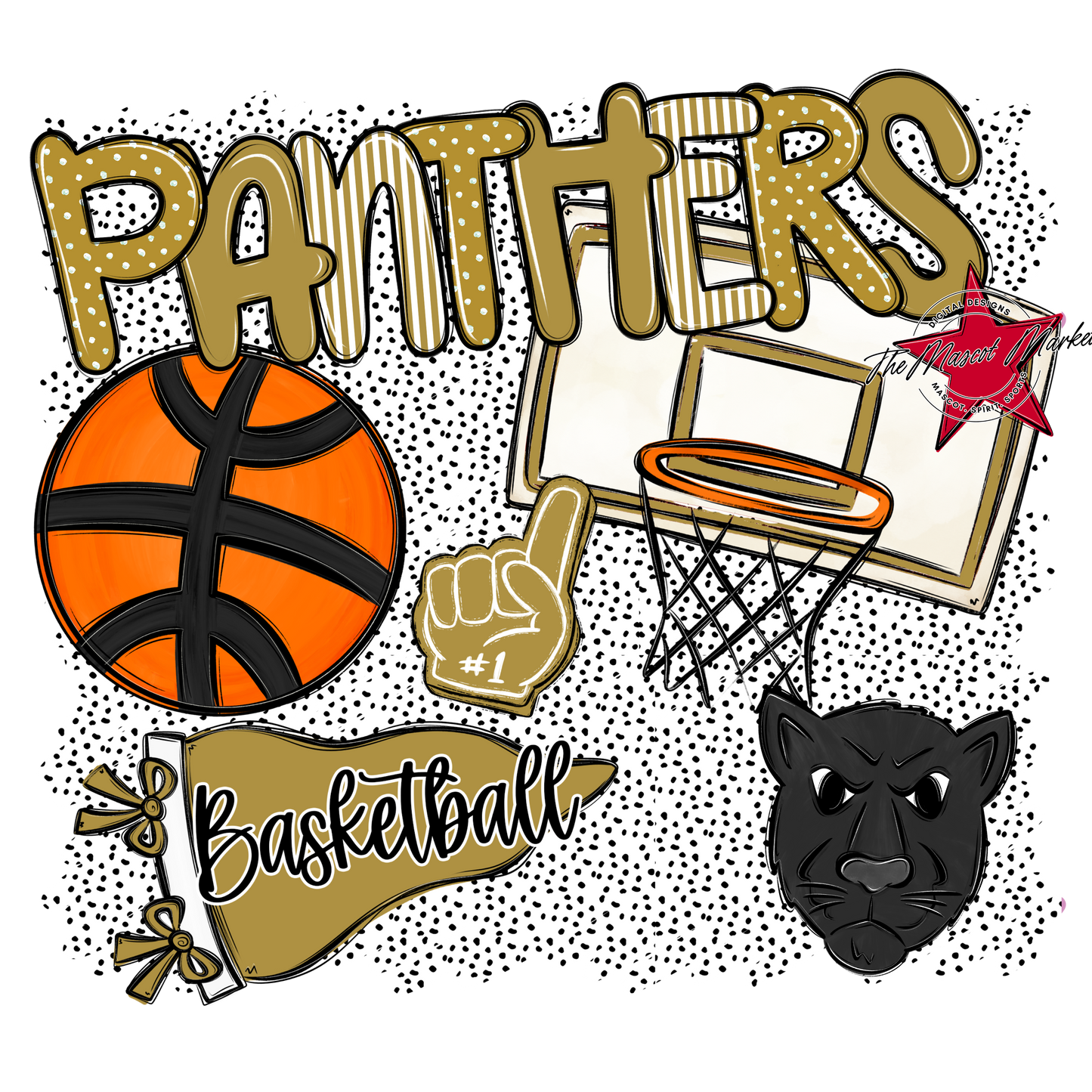 Panthers Basketball Spirit-Gold