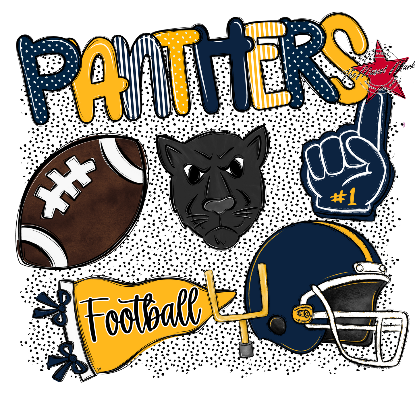 Panthers Football Spirit-Navy & Yellow