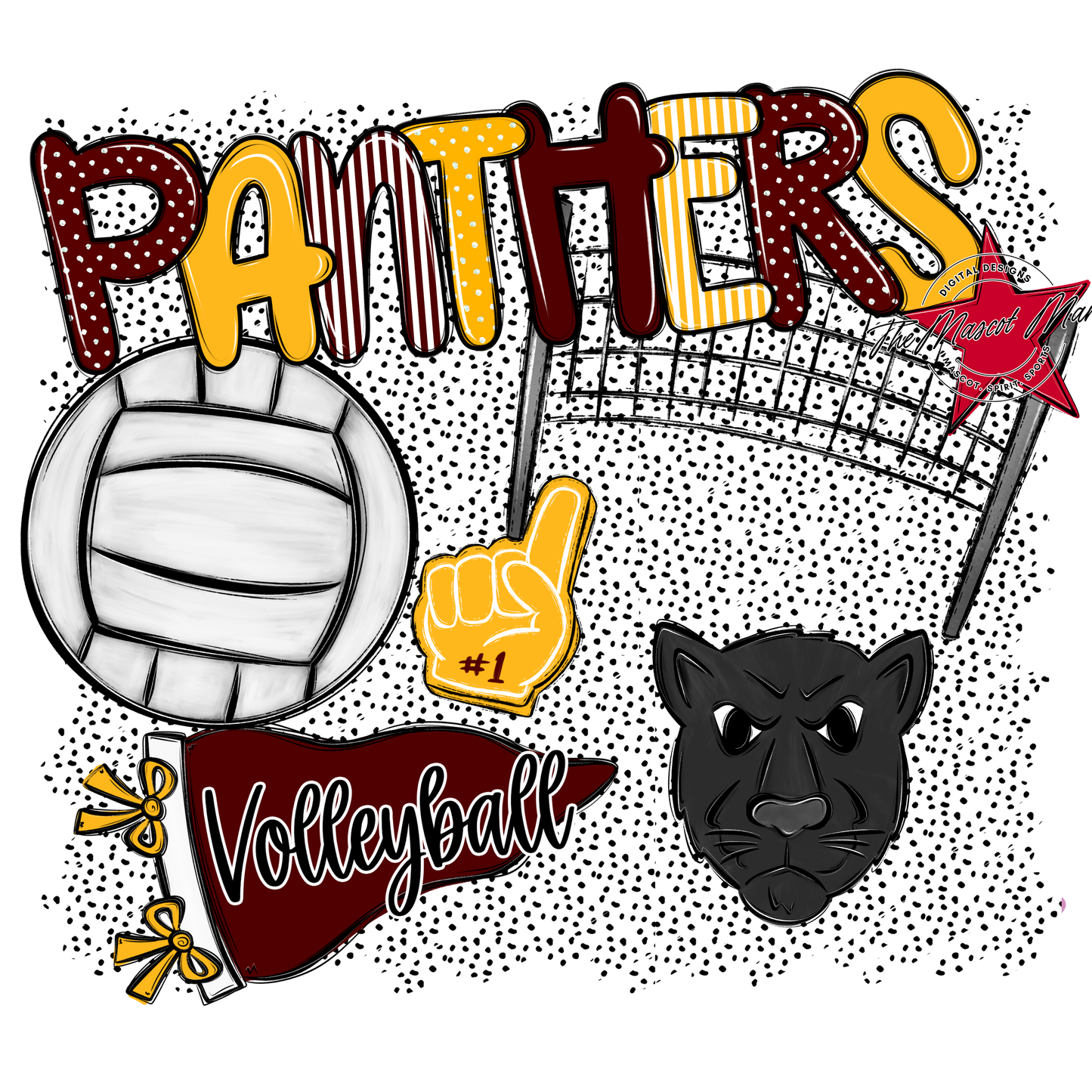 Panthers Volleyball Spirit-Maroon & Yellow