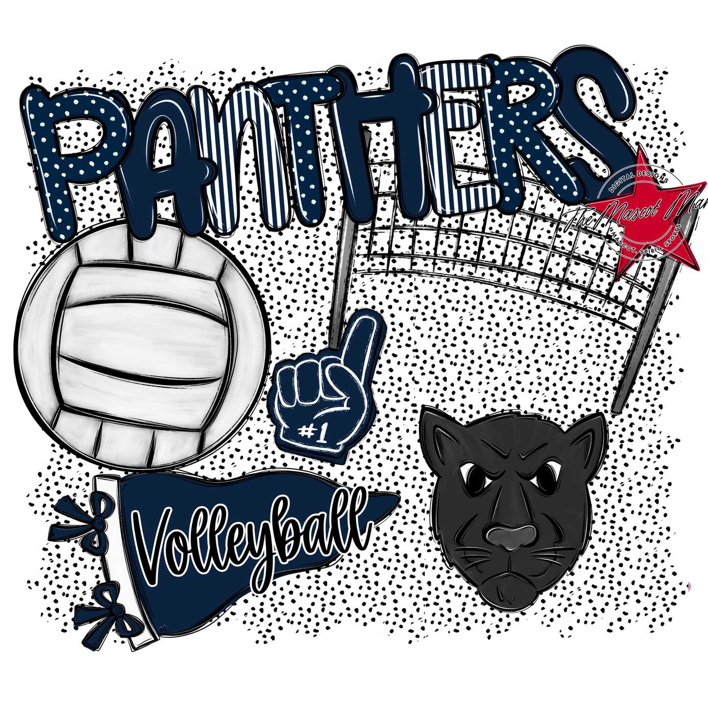 Panthers Volleyball Spirit-Navy