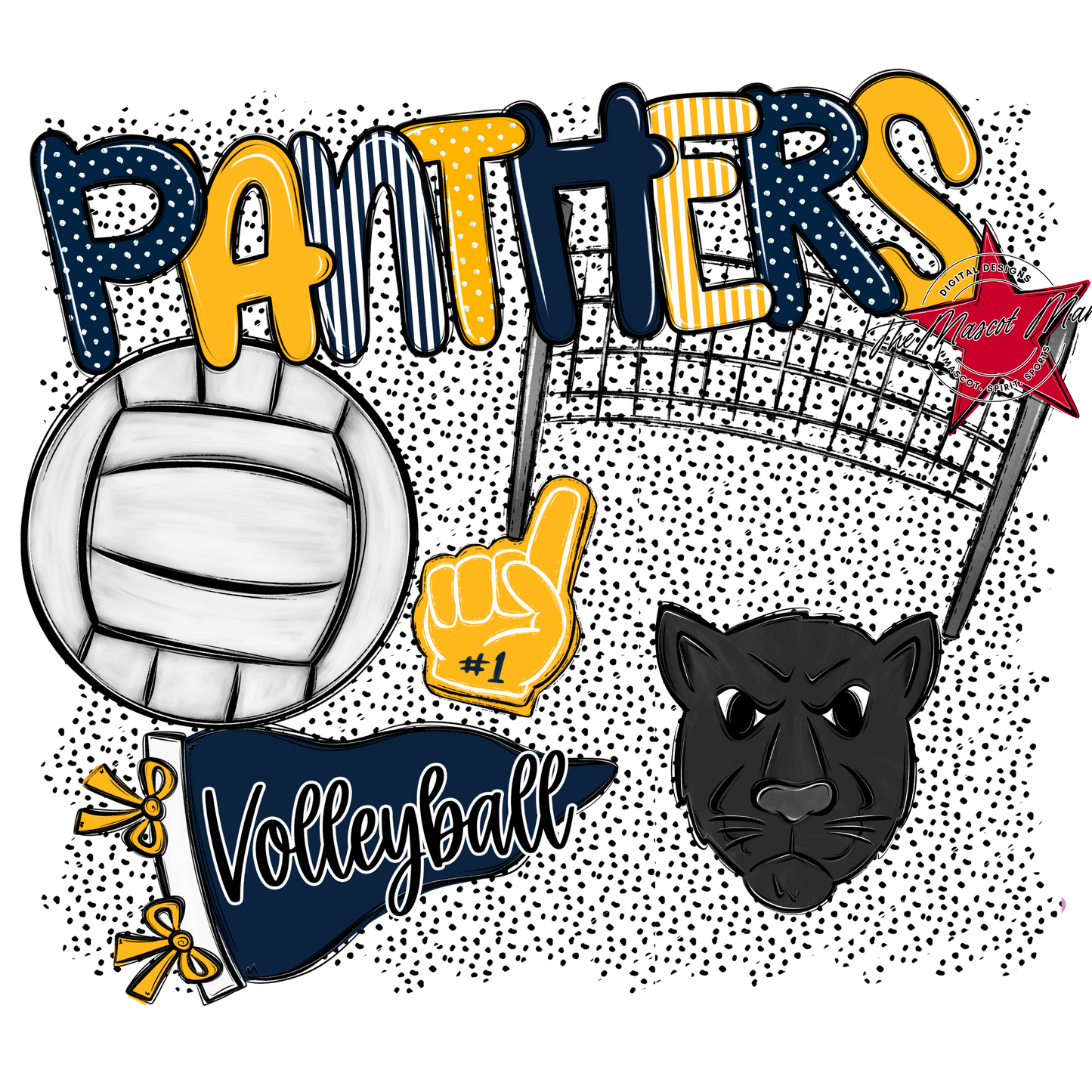 Panthers Volleyball Spirit-Navy & Yellow