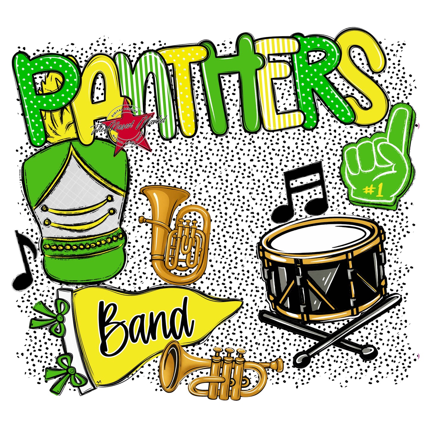 Panthers Band Spirit-Bright Green & Bright Yellow