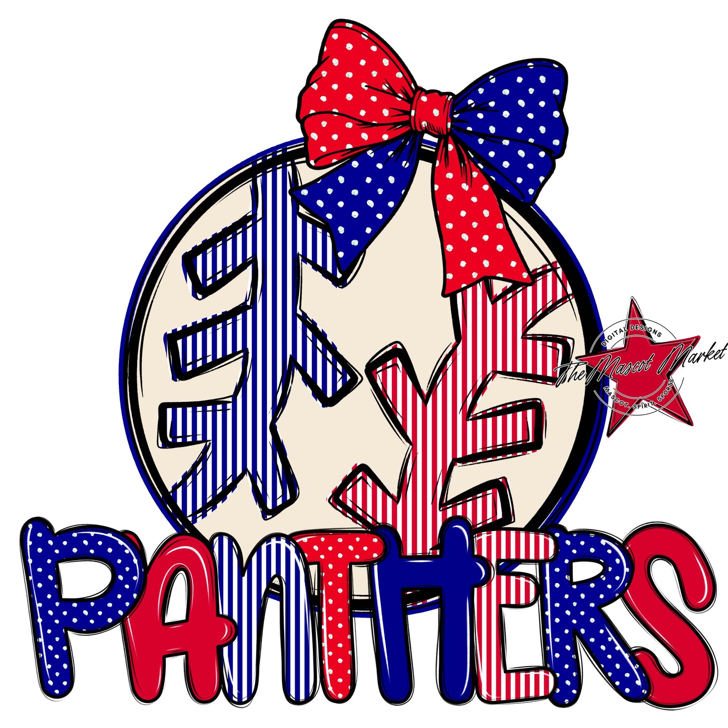 Panthers Baseball-Softball Spirit Design-Blue & Red