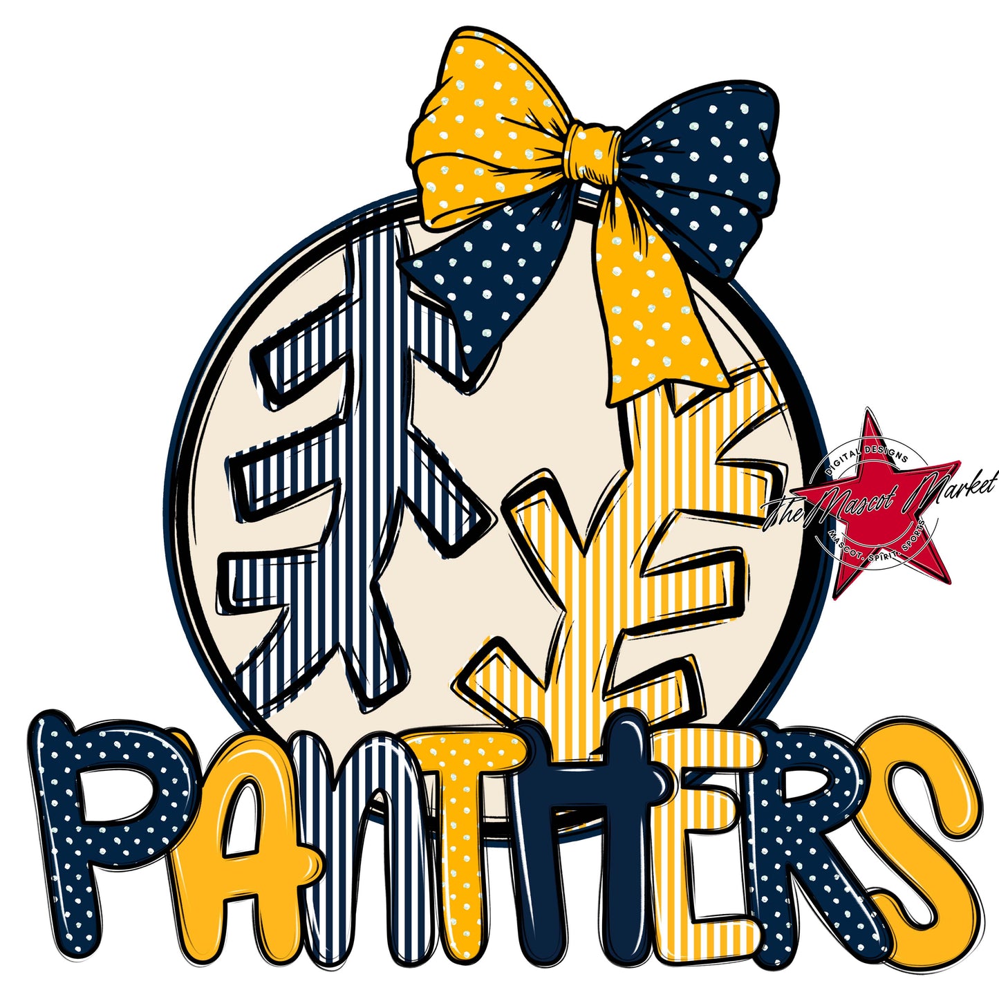 Panthers Baseball-Softball Spirit Design-Navy & Yellow