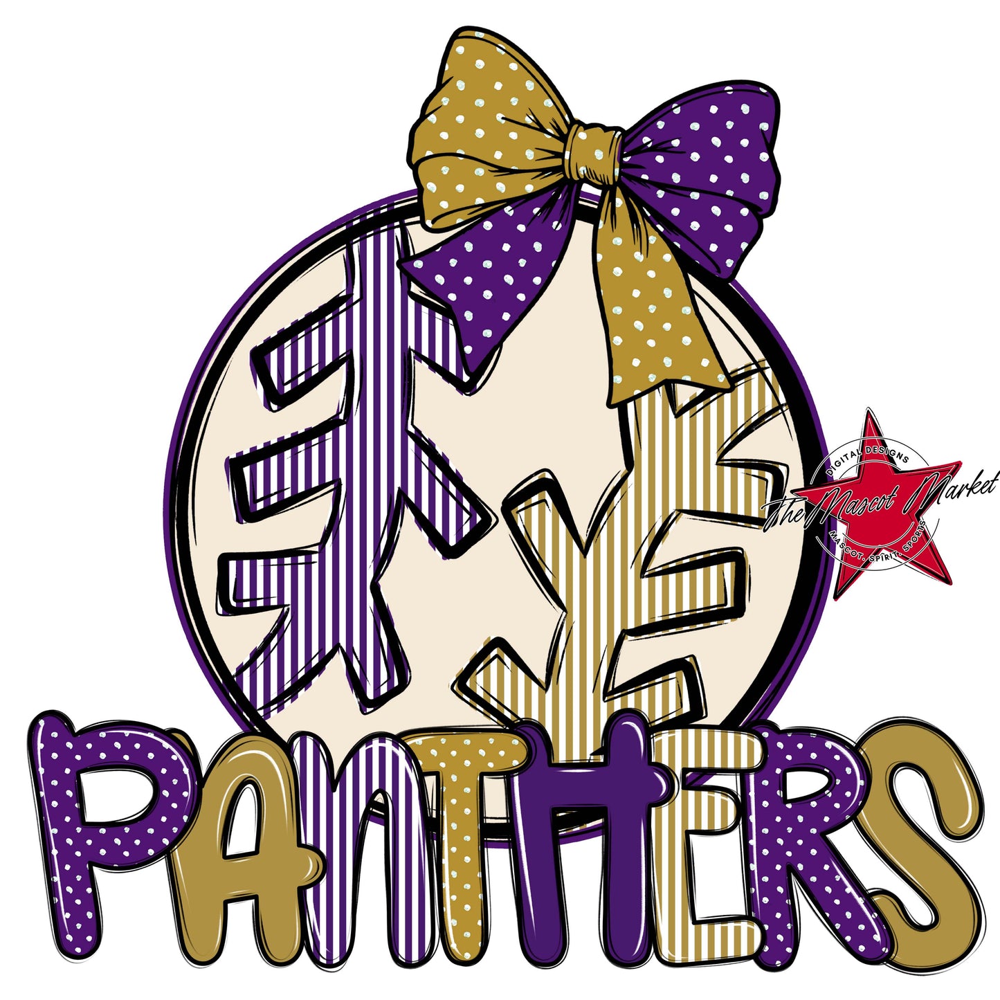 Panthers Baseball-Softball Spirit Design-Purple & Gold