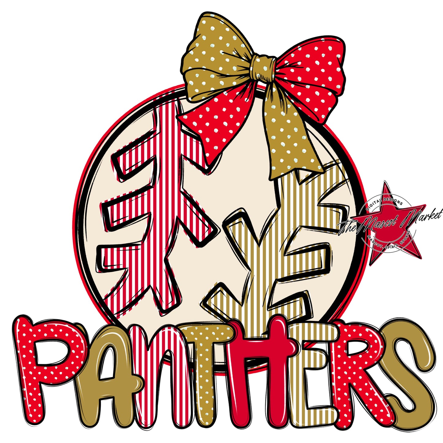 Panthers Baseball-Softball Spirit Design-Red & Gold