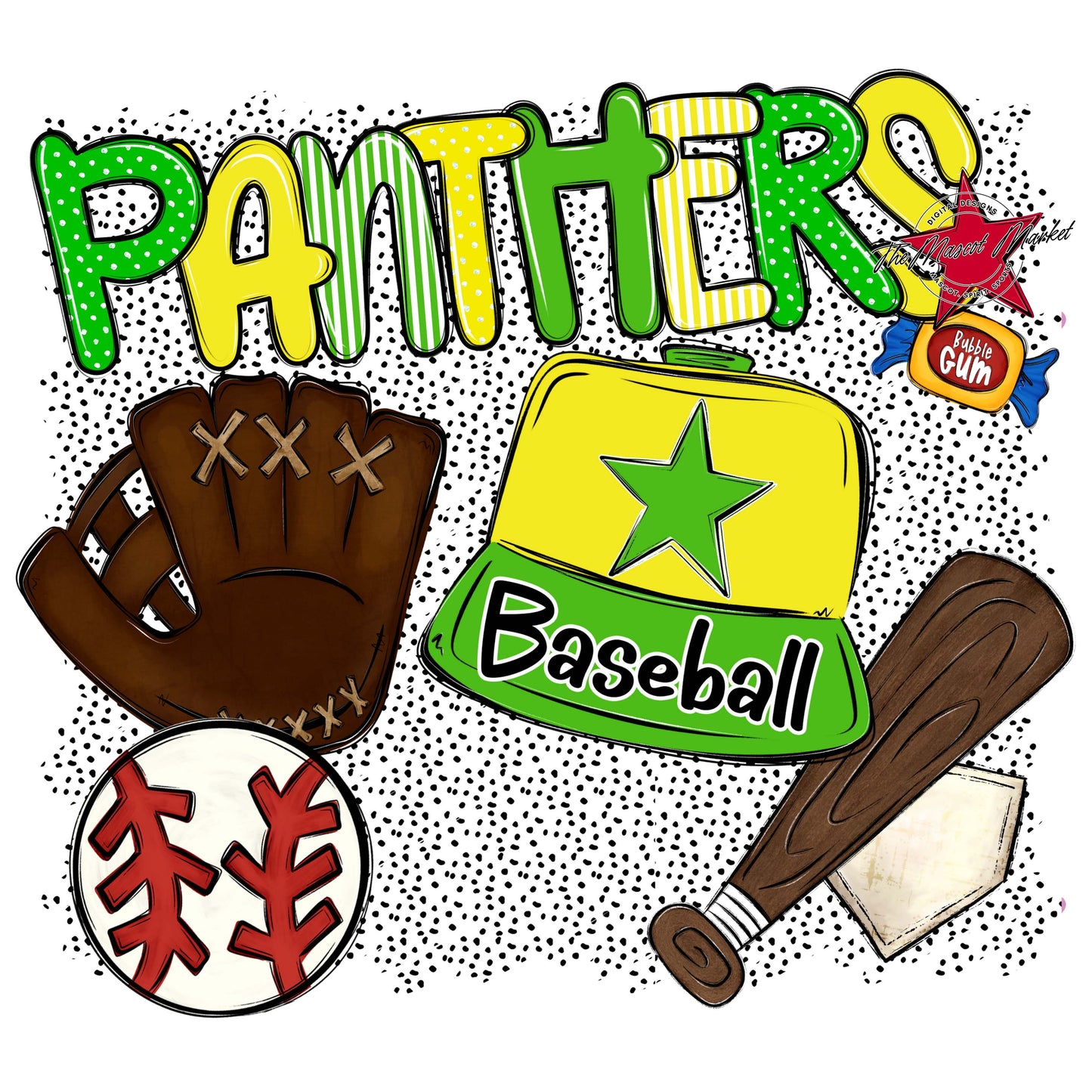 Panthers Baseball Spirit-Bright Green & Bright Yellow