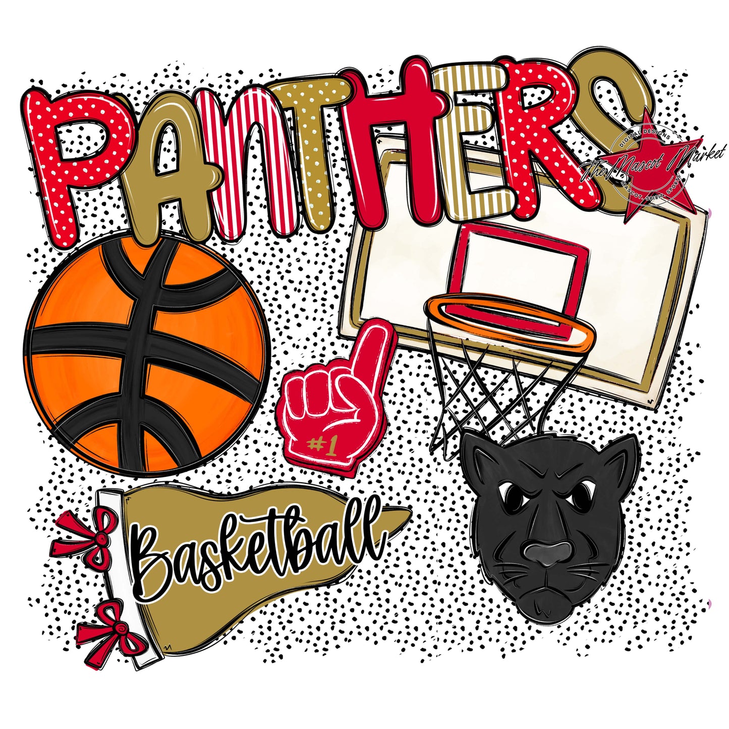 Panthers Basketball Spirit-Red & Gold